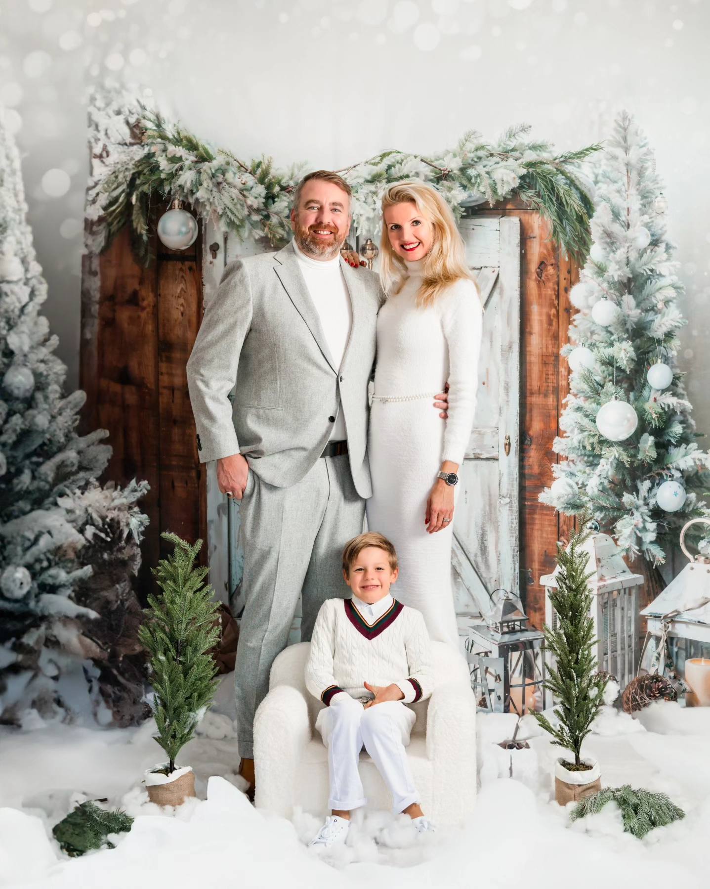 Kate Winter Christmas Snow Barn Door Backdrop Designed by Emetselch - Kate Backdrop AU