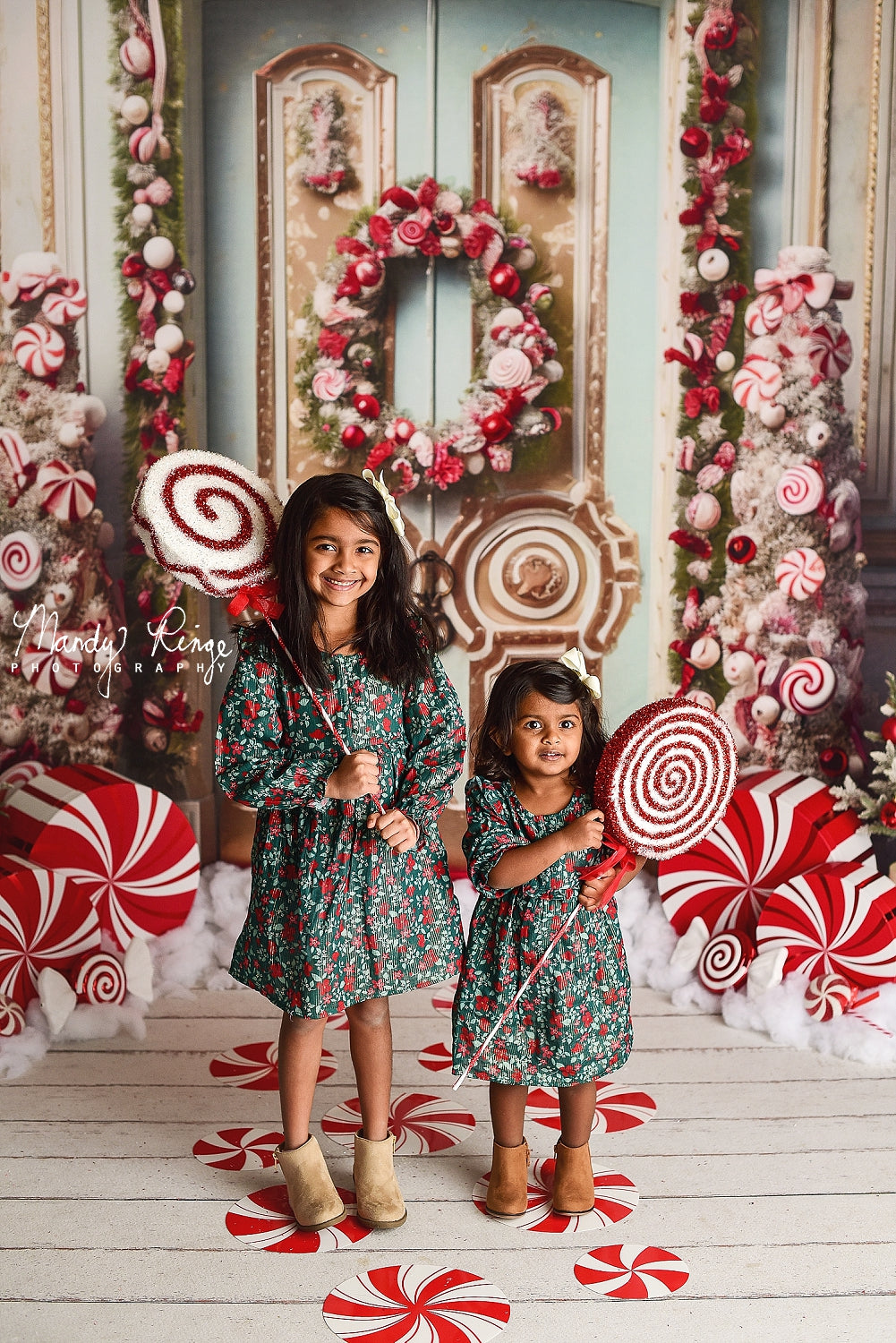 Kate Christmas Ornate Peppermint Doorway Backdrop Designed by Mandy Ringe Photography - Kate Backdrop AU