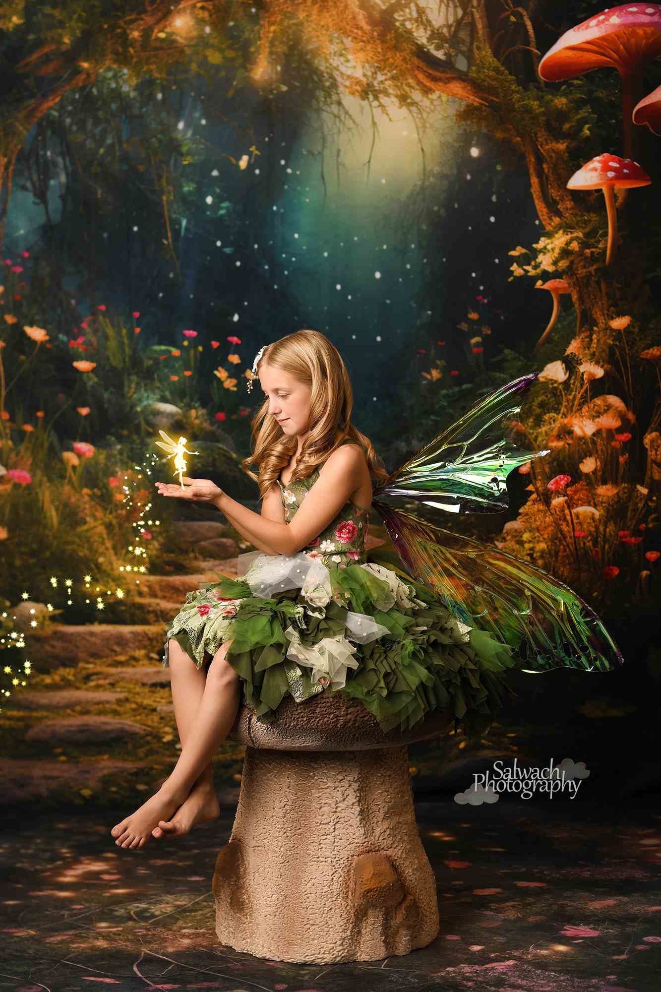 Kate Fantasy Firefly Mushroom Forest Backdrop Designed by Chain Photography