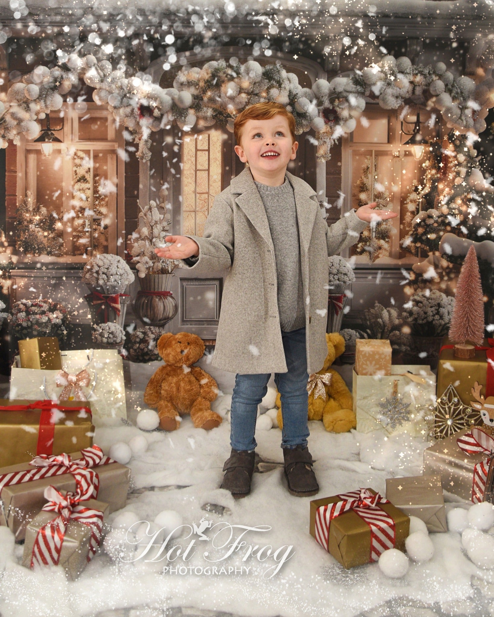 Kate Winter Christmas House Snow Light Backdrop Designed by Emetselch - Kate Backdrop AU