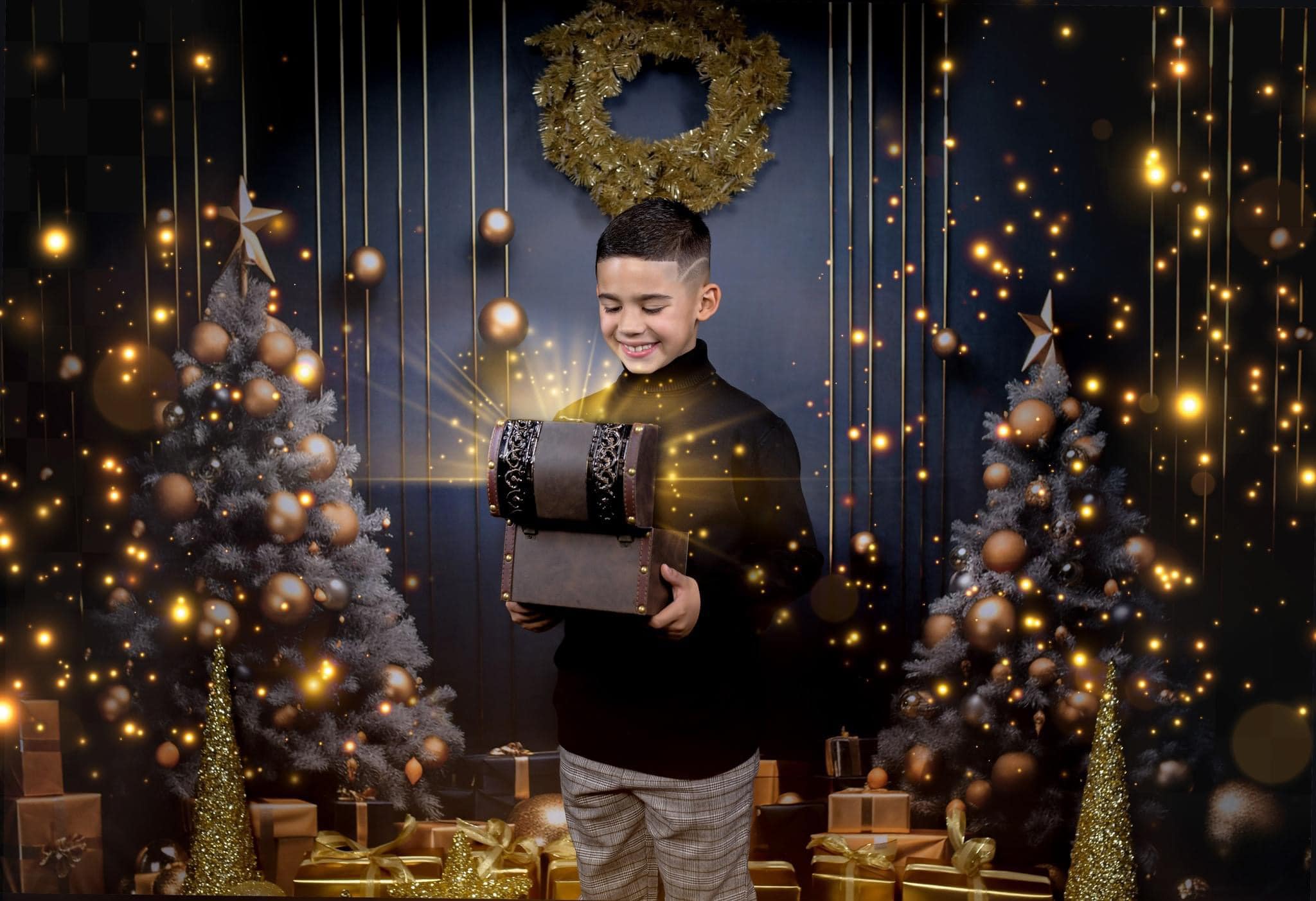 Kate Dark Christmas Tree and Wall Backdrop Designed by Lidia Redekopp