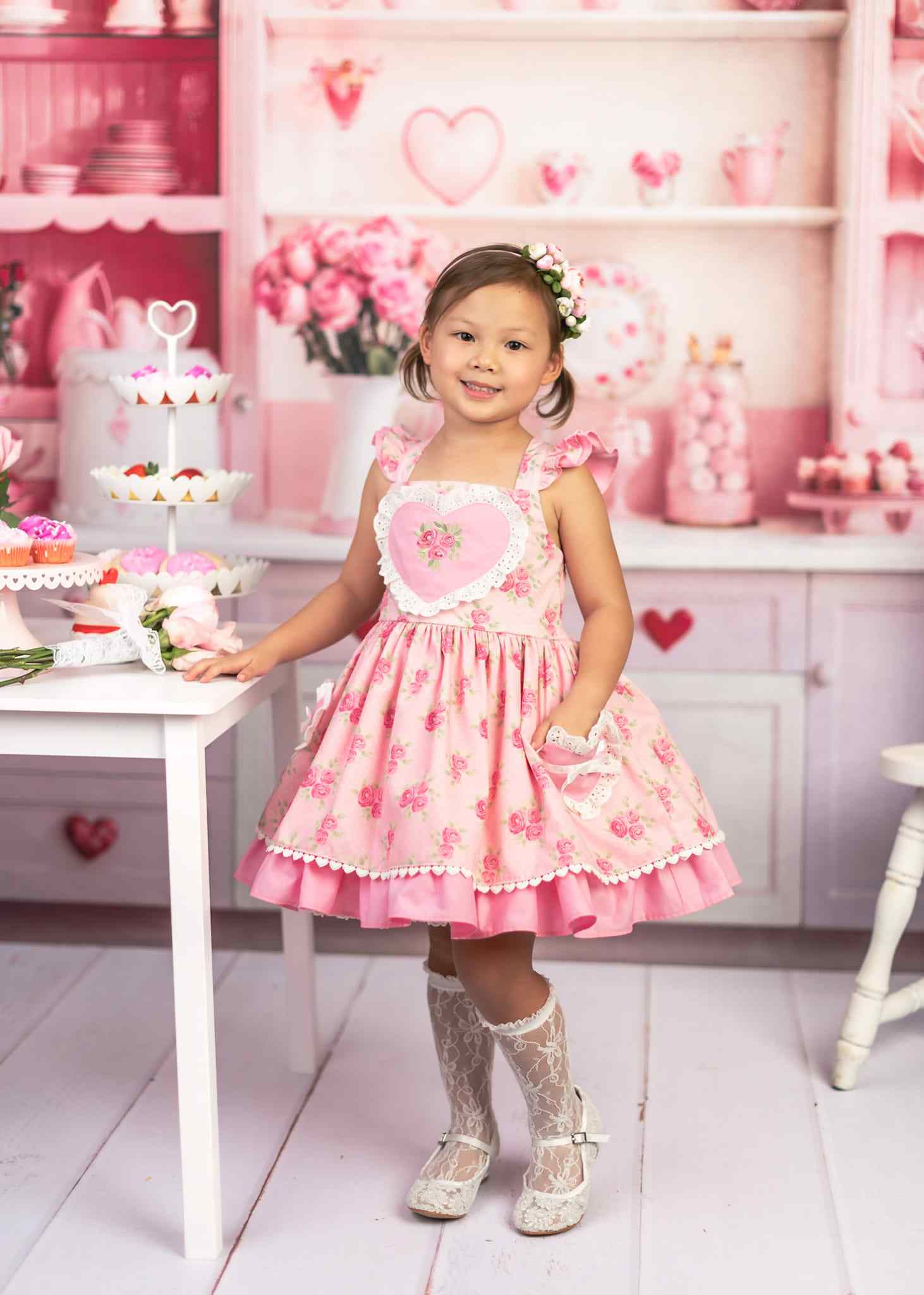 Kate Valentine's Day Pink Sweet Kitchen Backdrop Designed by Emetselch