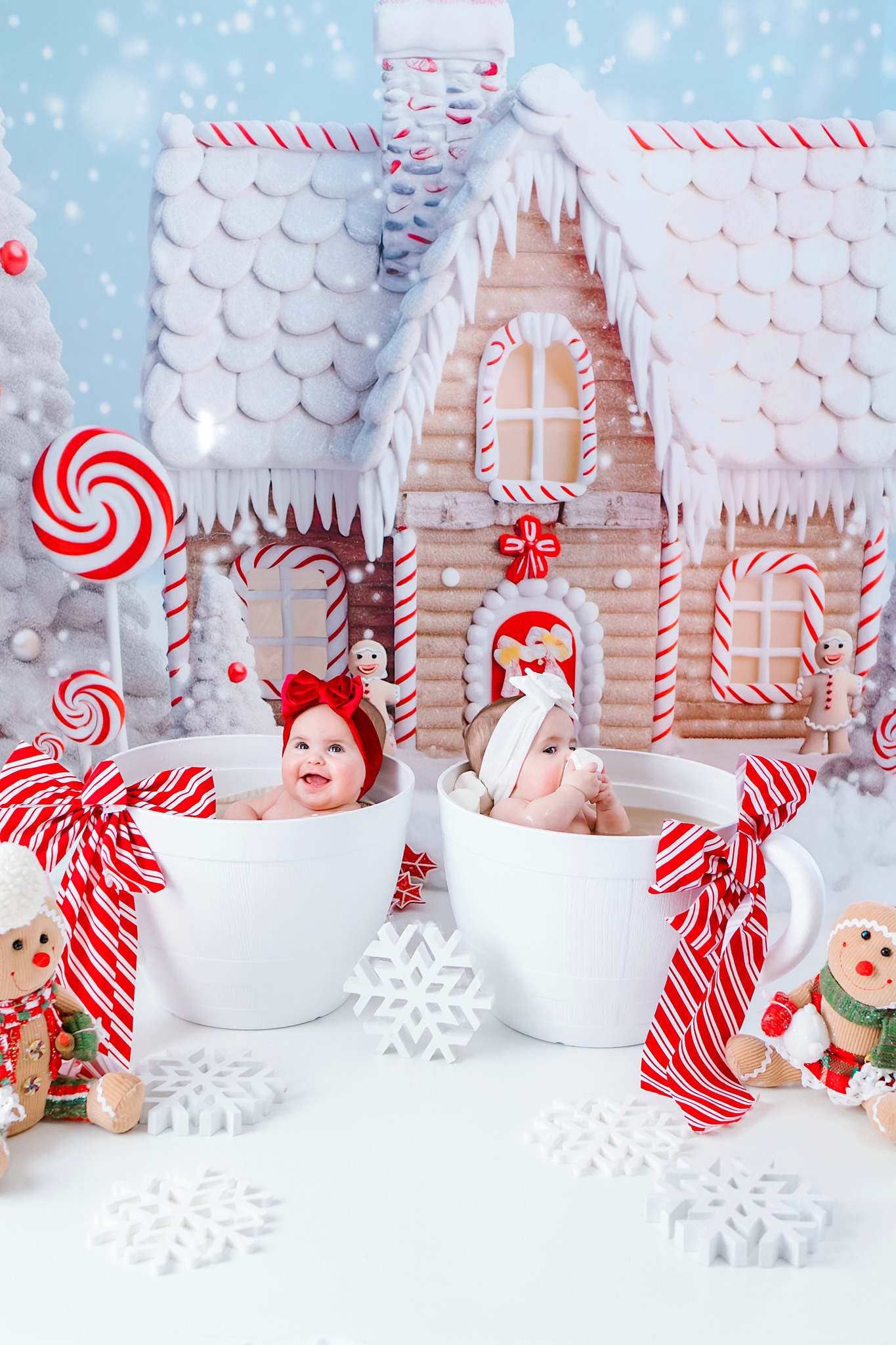 Kate Christmas Candy Backdrop Snow House Designed by Chain Photography