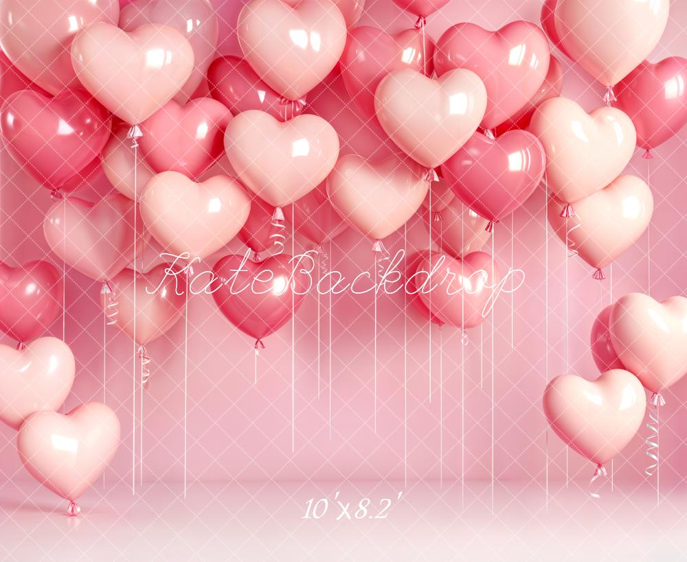 Kate Heart Balloons Pink Gradient Backdrop Designed by Emetselch