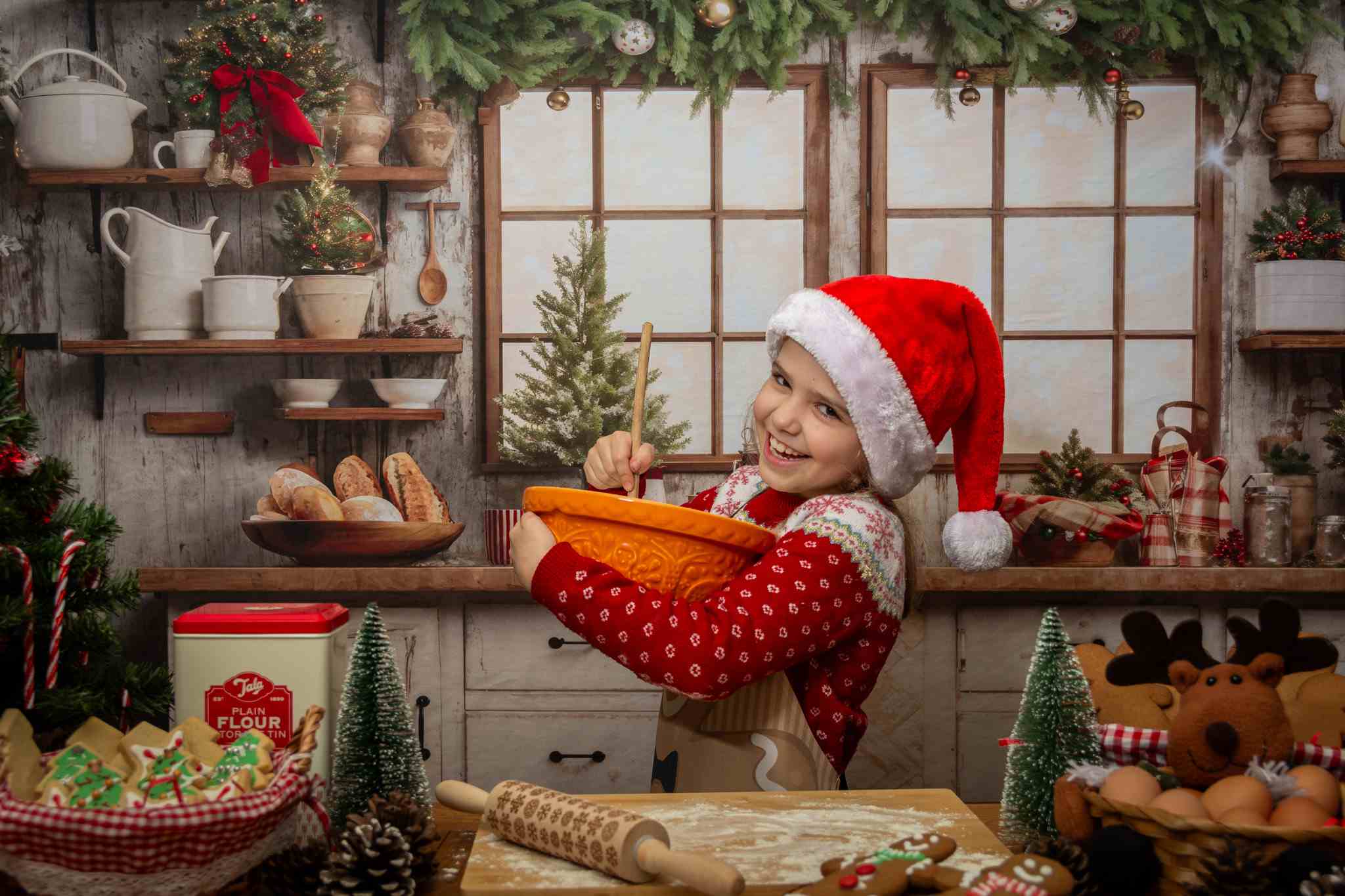 Kate White Christmas Kitchen Backdrop Designed by Emetselch - Kate Backdrop AU