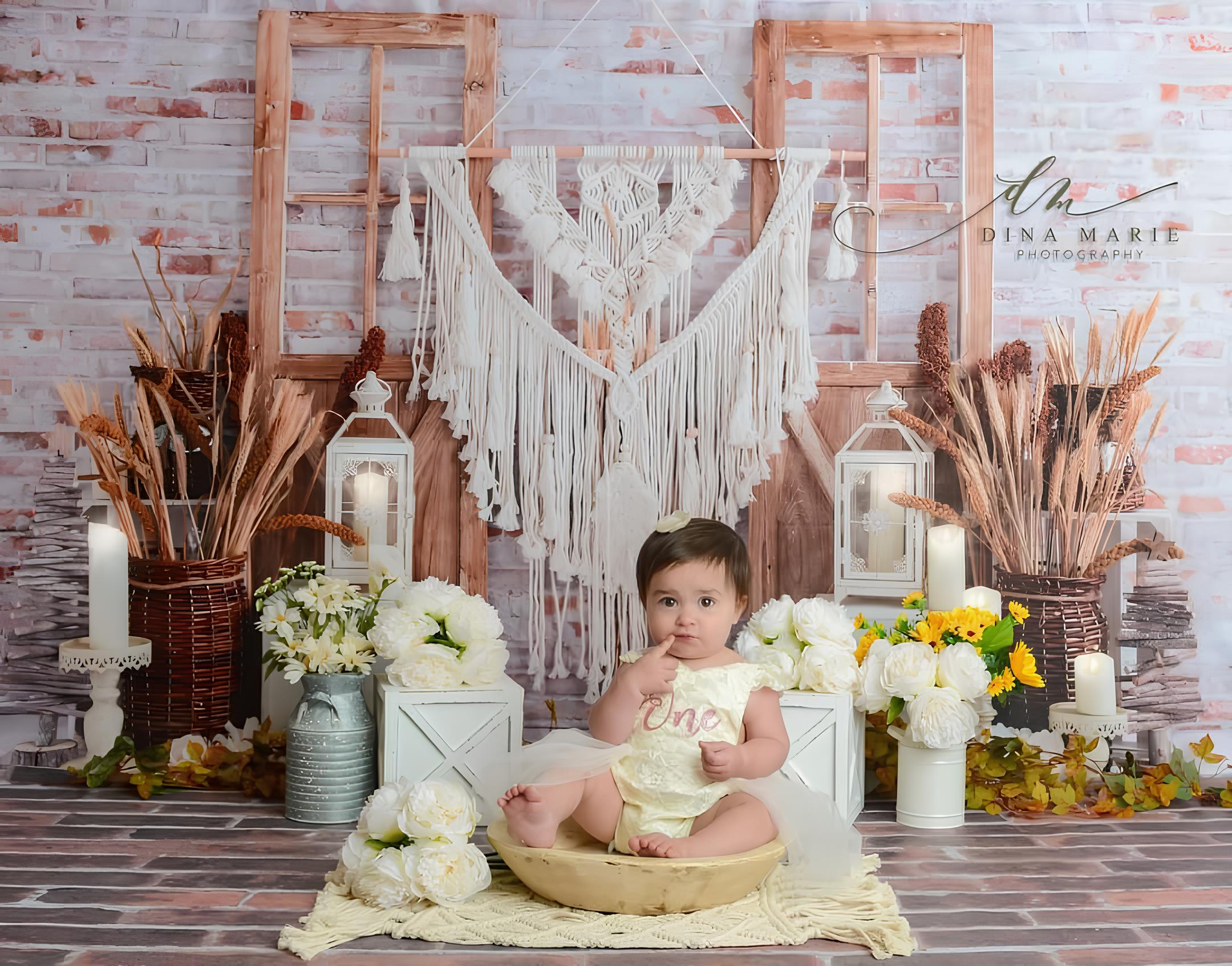 Kate Harvest Wheat Boho Rustic Backdrop Designed by Emetselch