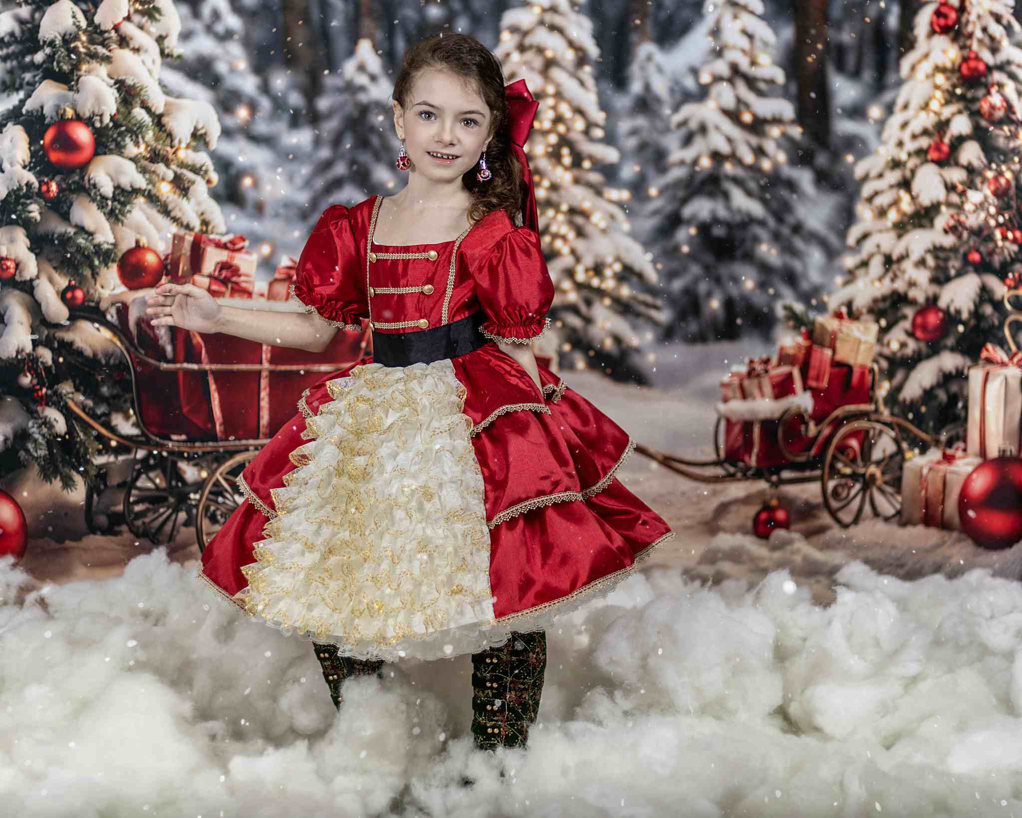 Kate Christmas Tree Outdoor Snowy Gift Backdrop for Photography
