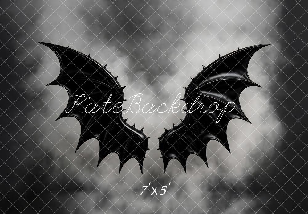 Kate Black Bat Wings Grey Smoke Backdrop Designed by Mini MakeBelieve