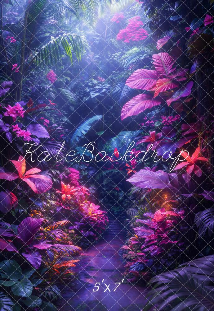 Kate Jungle Purple Leaves Backdrop Designed by Chain Photography