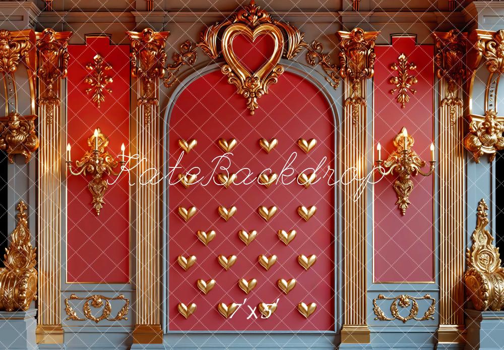Kate Red Gold Ornate Heart Arch Backdrop Designed by Mini MakeBelieve