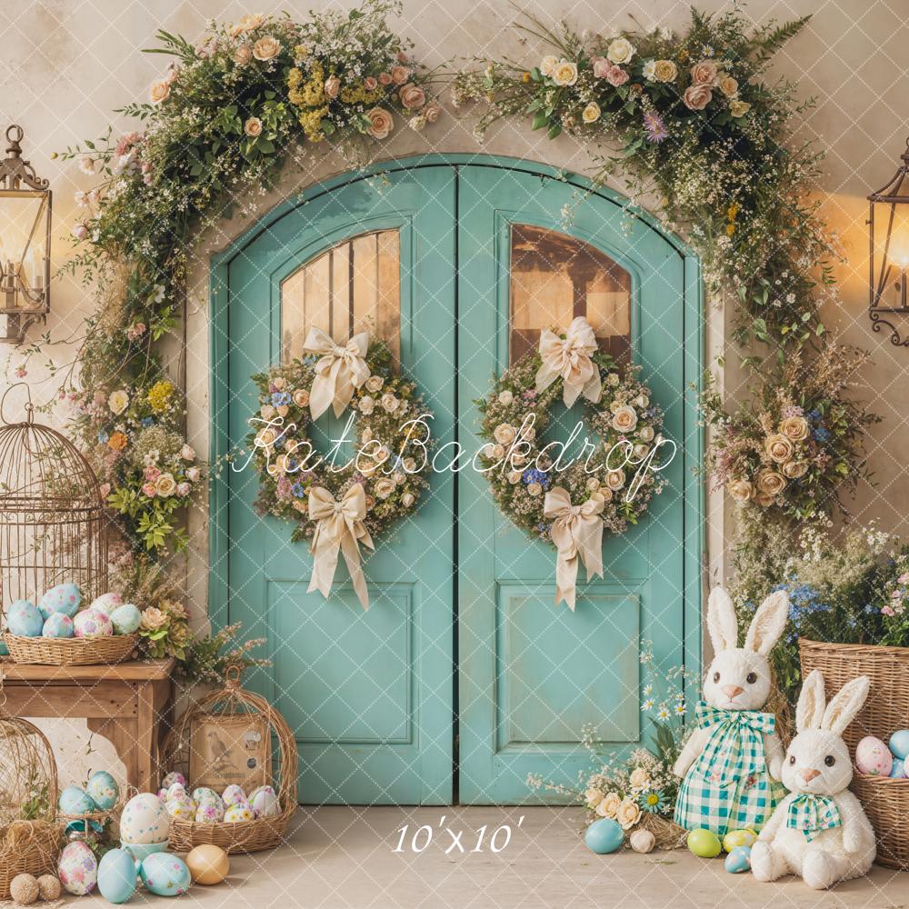 Kate Easter Bunny Blue Door Backdrop Designed by Emetselch