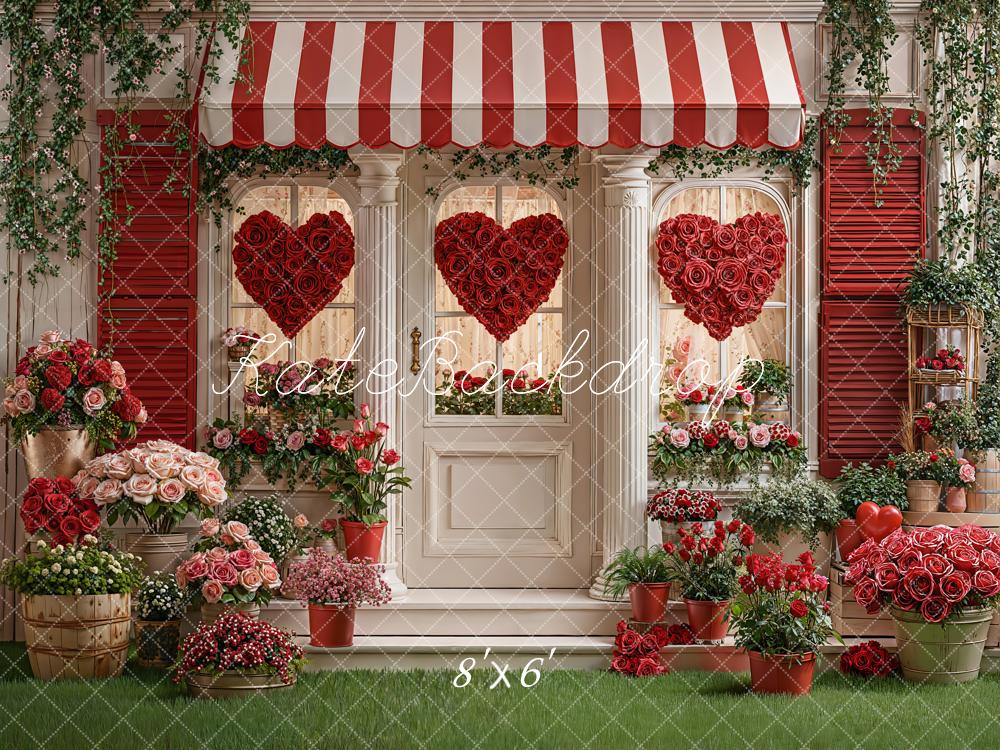 Kate Valentines Red Roses Heart Backdrop Designed by Emetselch