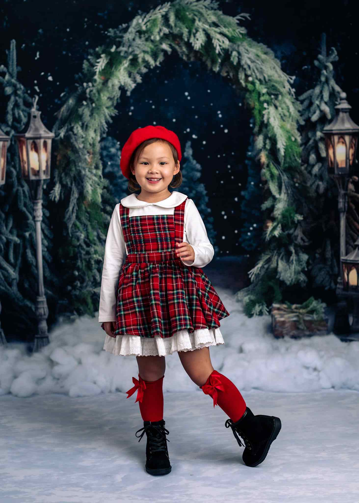 Kate Christmas Outdoor Arch Tree Night Backdrop for Photography