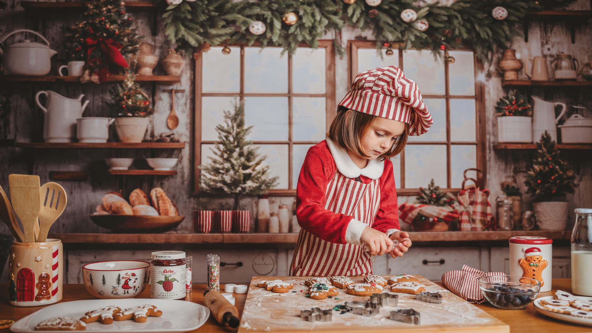 Kate White Christmas Kitchen Backdrop Designed by Emetselch - Kate Backdrop AU