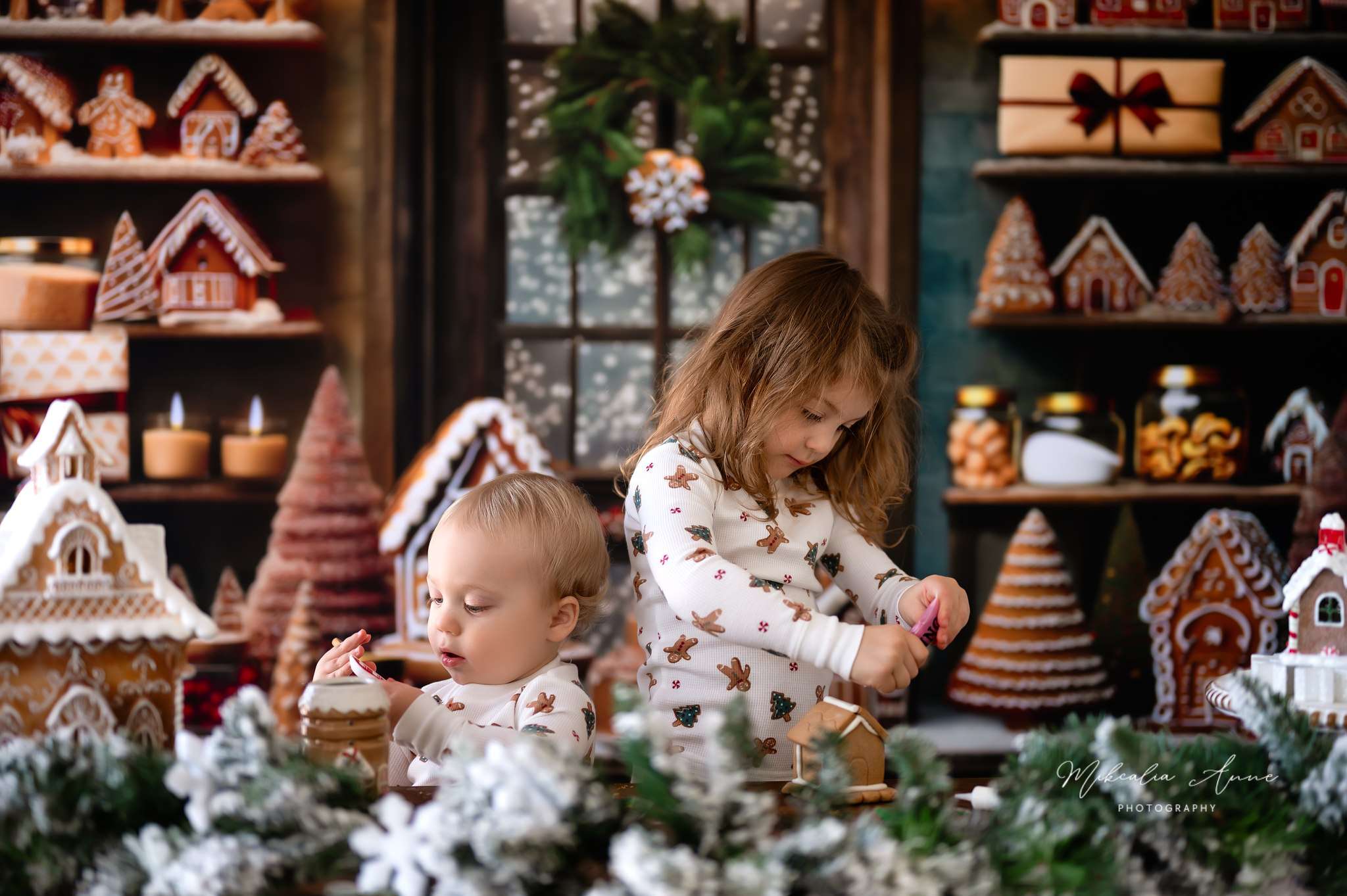 Kate Christmas Winter Gingerbread Kitchen Backdrop Designed by Mini MakeBelieve - Kate Backdrop AU