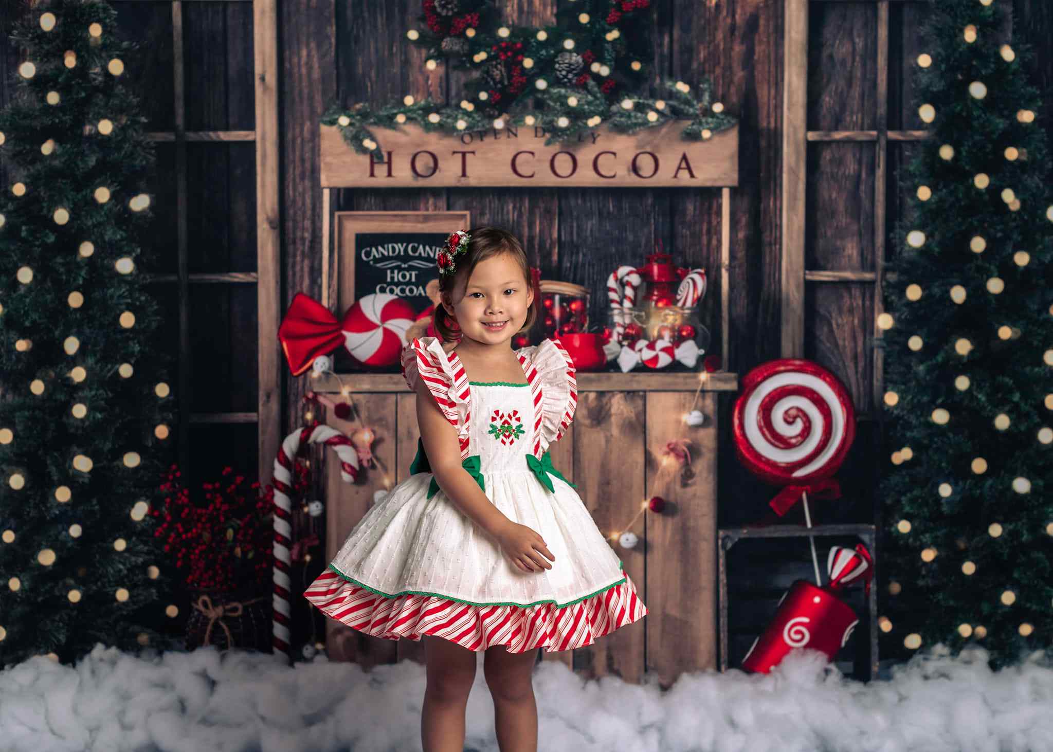 Kate Christmas Tree Backdrop Winter Hot Cocoa Designed by Emetselch