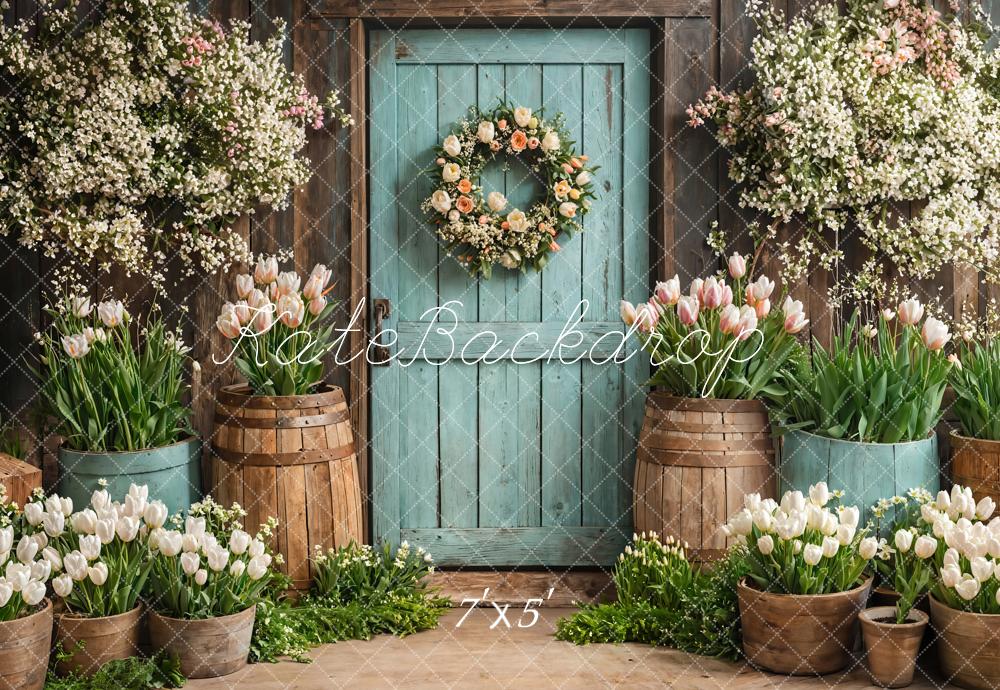 Kate Rustic Wooden Door Flower Backdrop Designed by Emetselch