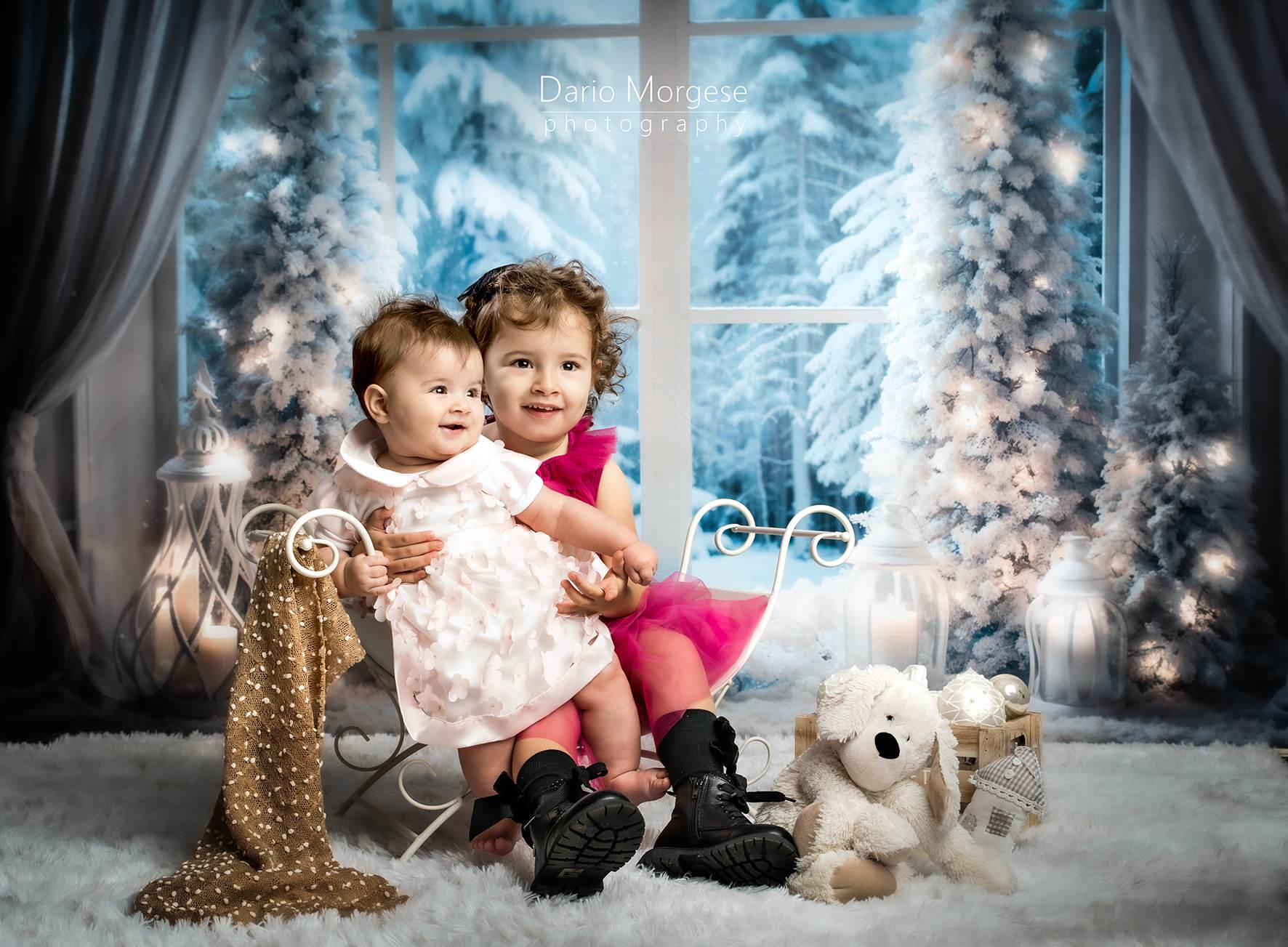 Kate Winter Christmas Tree Window Light Backdrop Designed by Emetselch