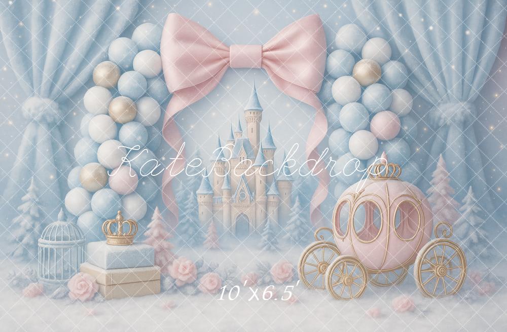 Kate Blue Balloons Castle Carriage Backdrop Designed by Ashley Paul