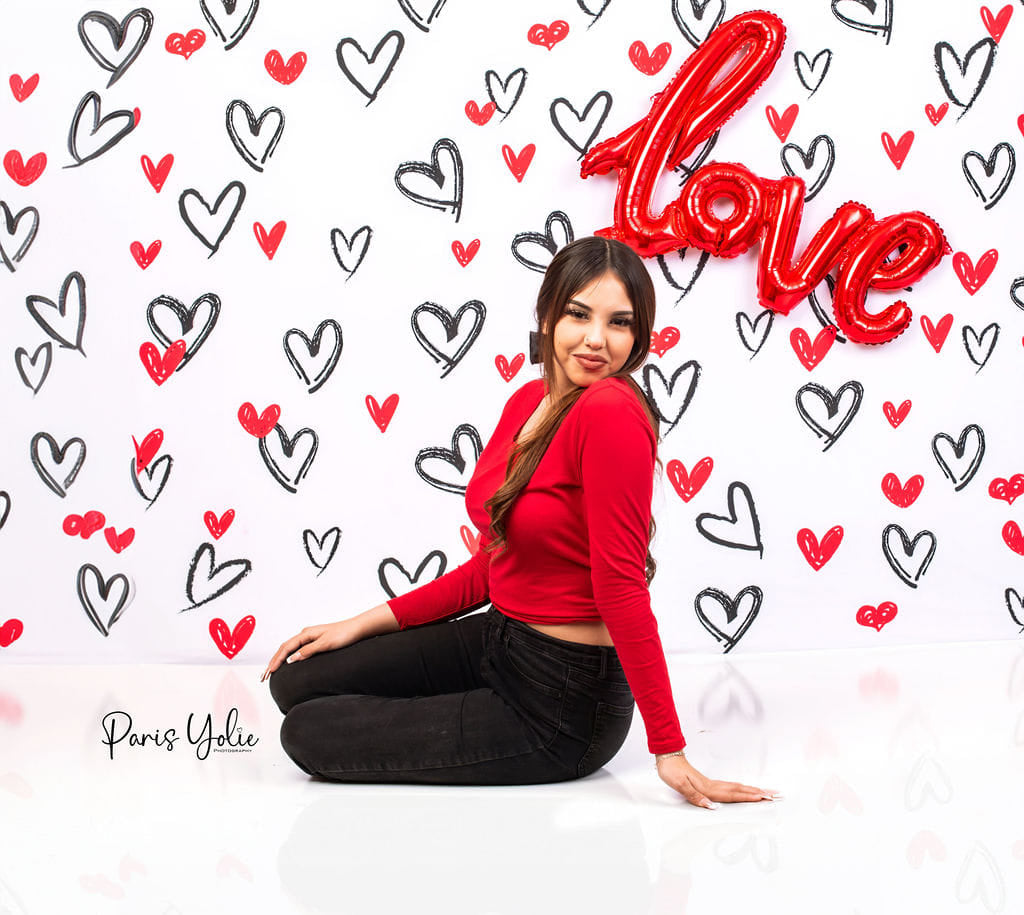 Kate Valentine's Day Backdrop White Loveheart for Photography