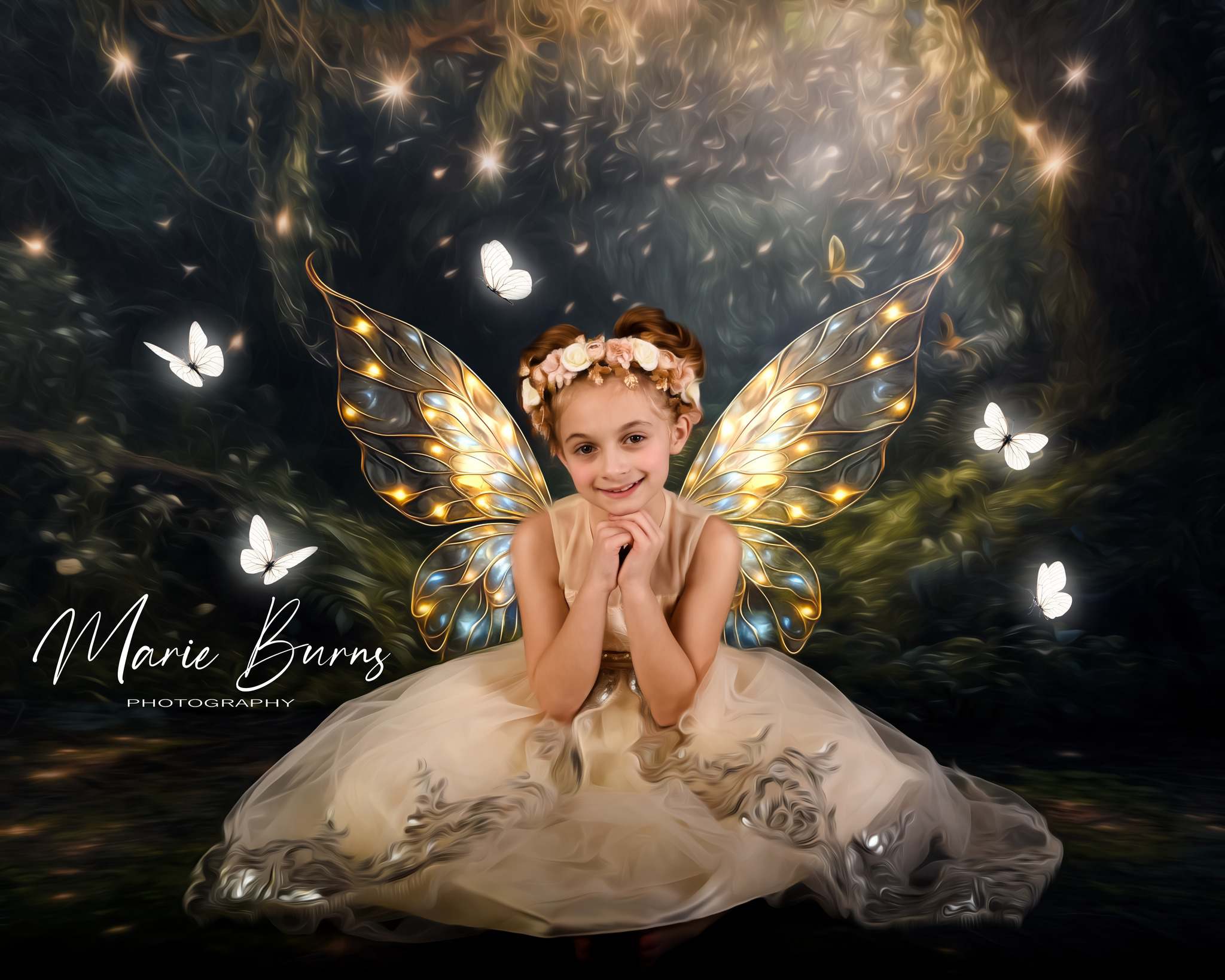 Kate Enchanted Fairy Forest Night Backdrop Designed by Mandy Ringe Photography