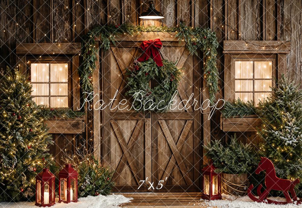 Kate Christmas Rustic Barn Door Backdrop Designed by Emetselch