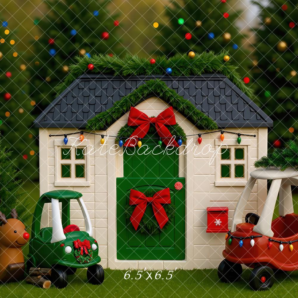 Kate Christmas Playhouse Toy Cars Reindeer Backdrop Designed by Mini MakeBelieve