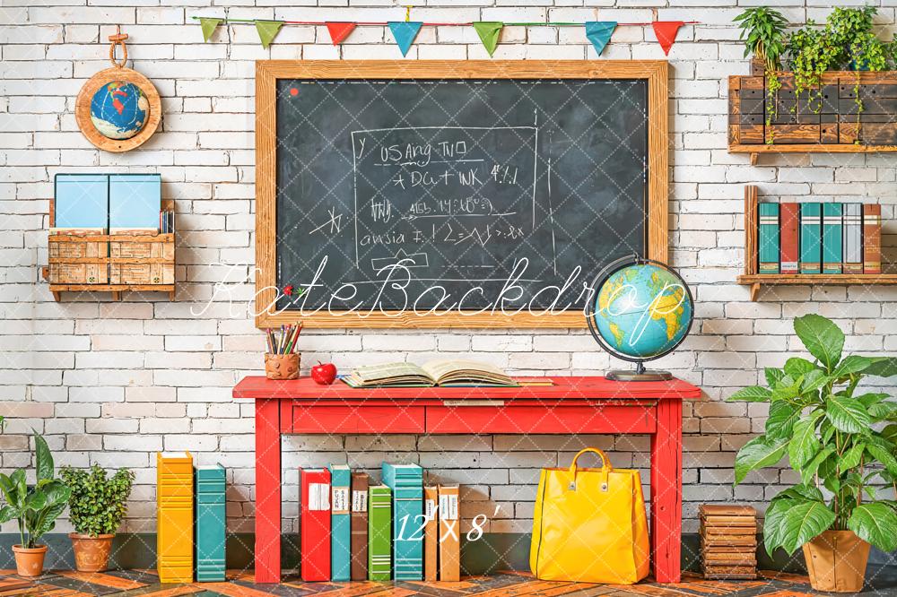 Kate Back To School Chalkboard Desk Fleece Backdrop Designed by Emetselch - Kate Backdrop AU