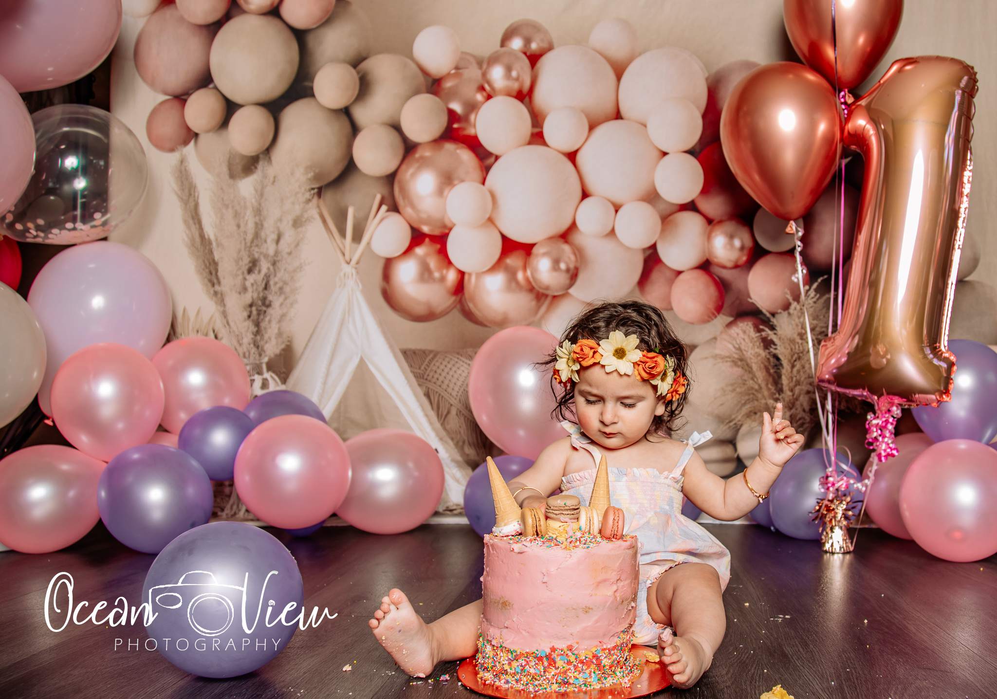 Kate Boho Balloons Tent Spring Backdrop Designed by Mandy Ringe Photography - Kate Backdrop AU