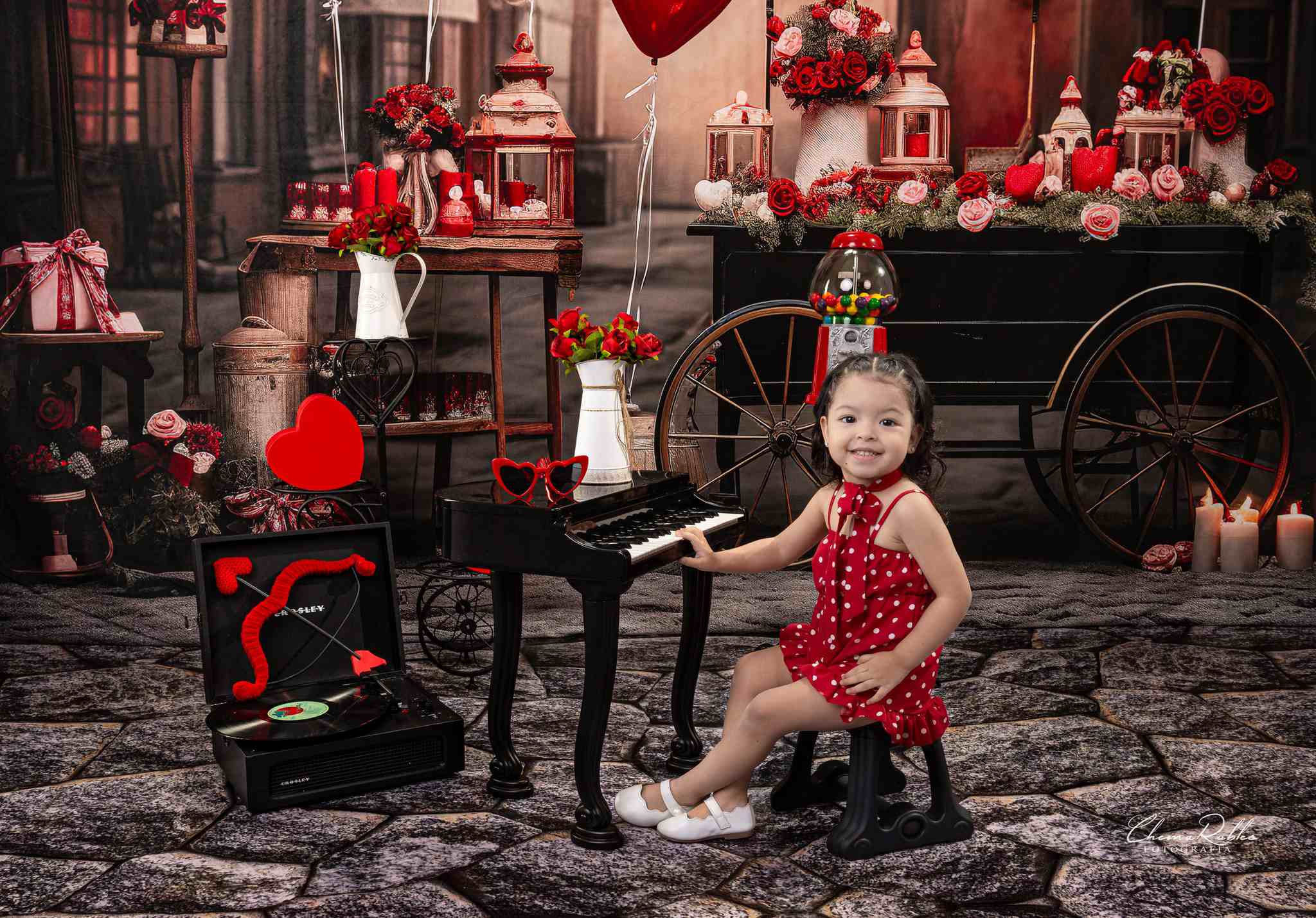 Kate Valentine's Day Retro Street Balloon Cart Backdrop Designed by Emetselch - Kate Backdrop AU