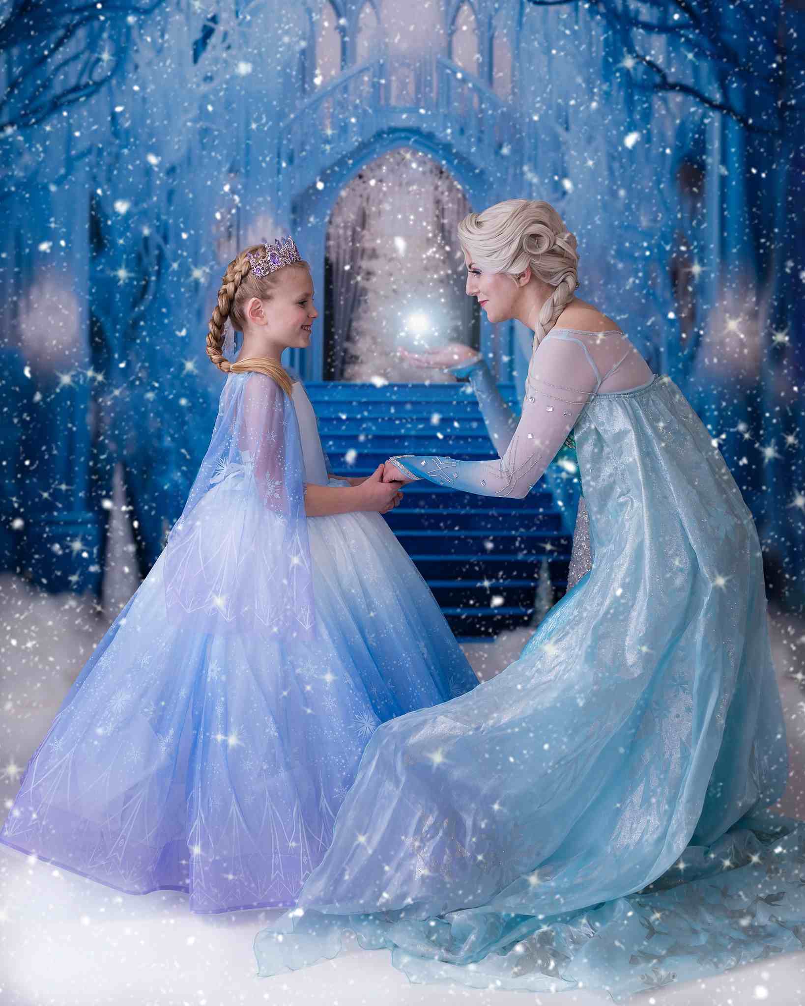 Kate Frozen Castle Stairs Backdrop Winter Christmas Designed by Mini MakeBelieve