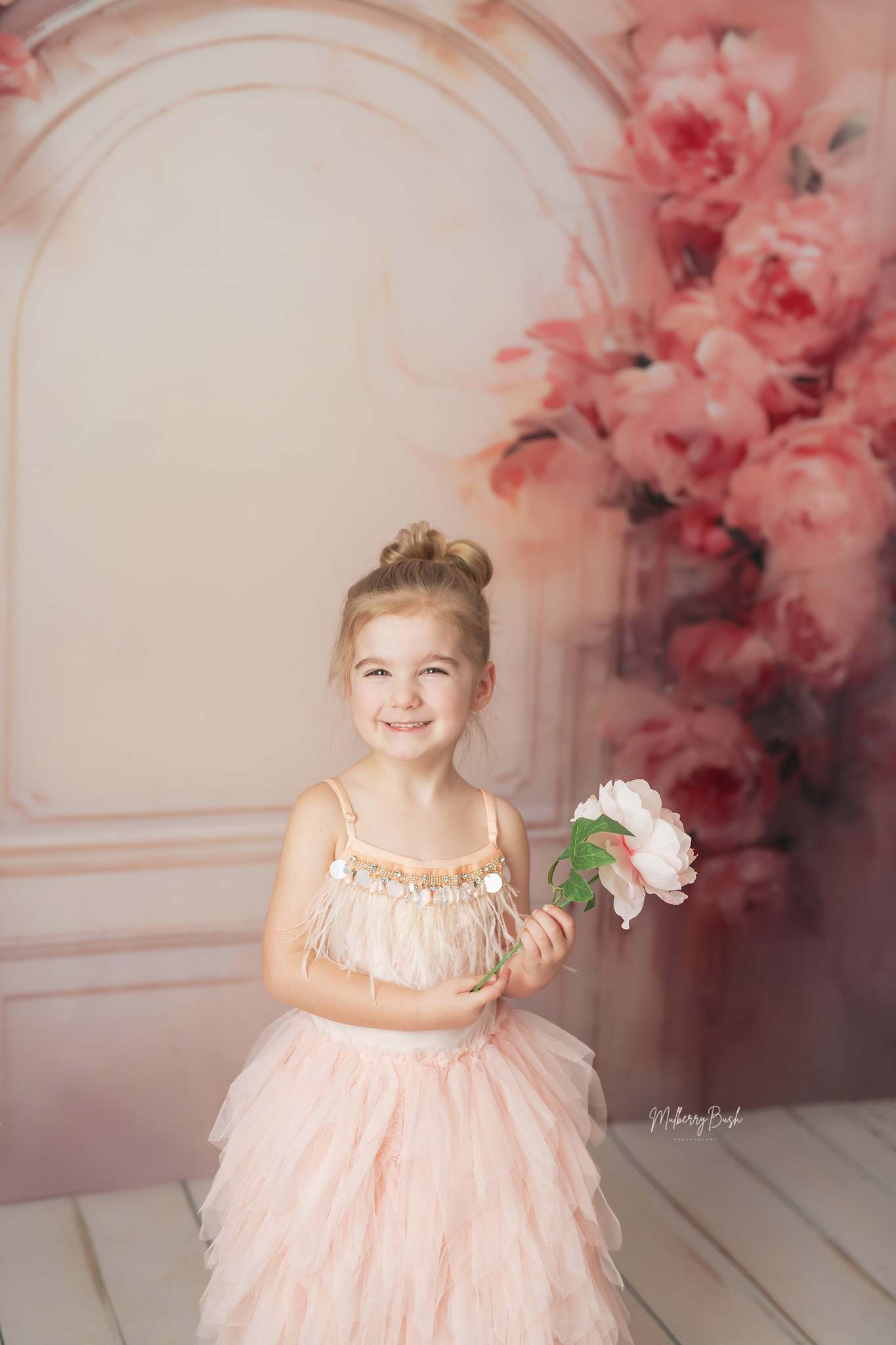 Kate Pink Flowers Wooden Door Oil Painting Style Backdrop Designed by GQ - Kate Backdrop AU