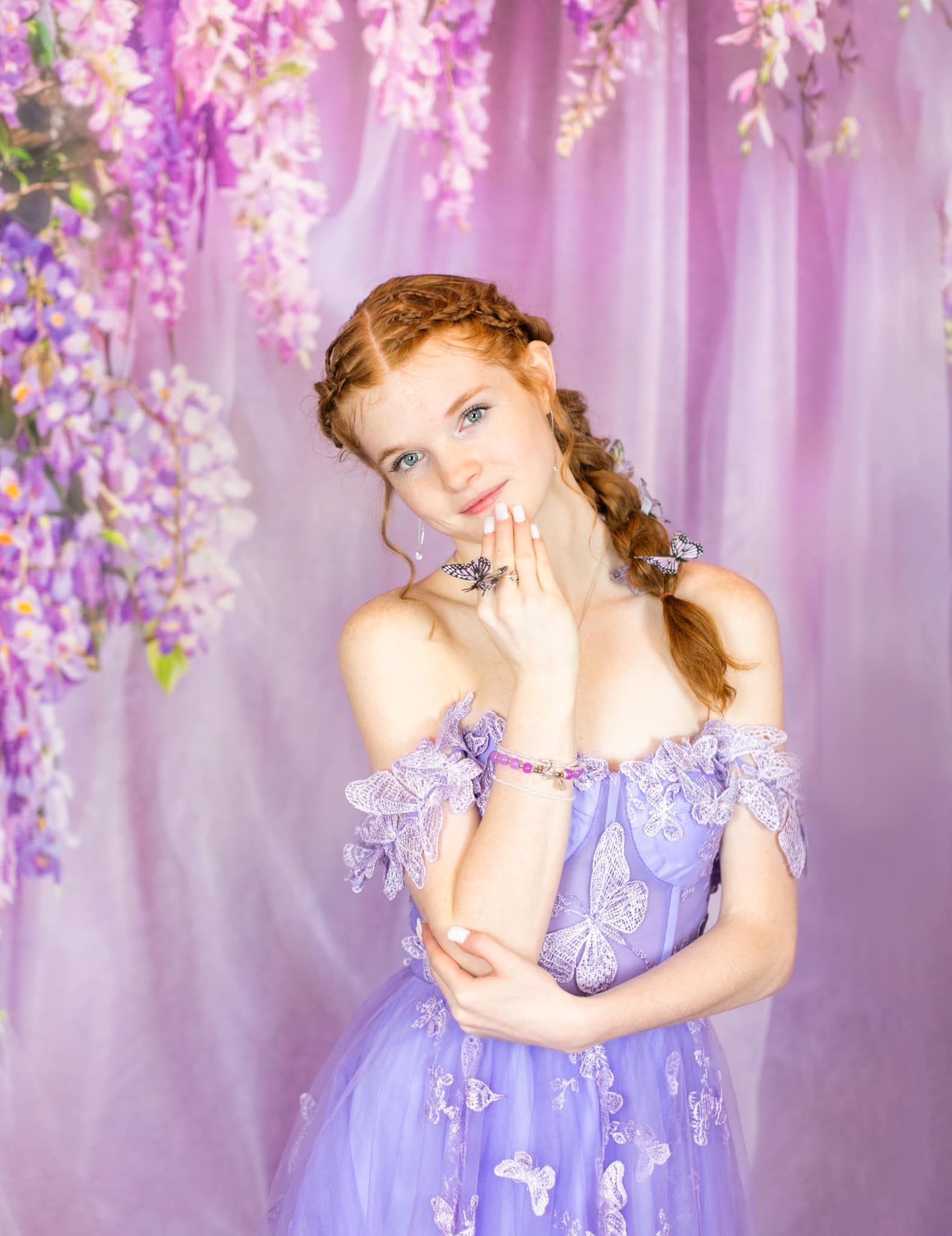 Kate Purple Flowers Tulle Spring Backdrop Designed by Emetselch