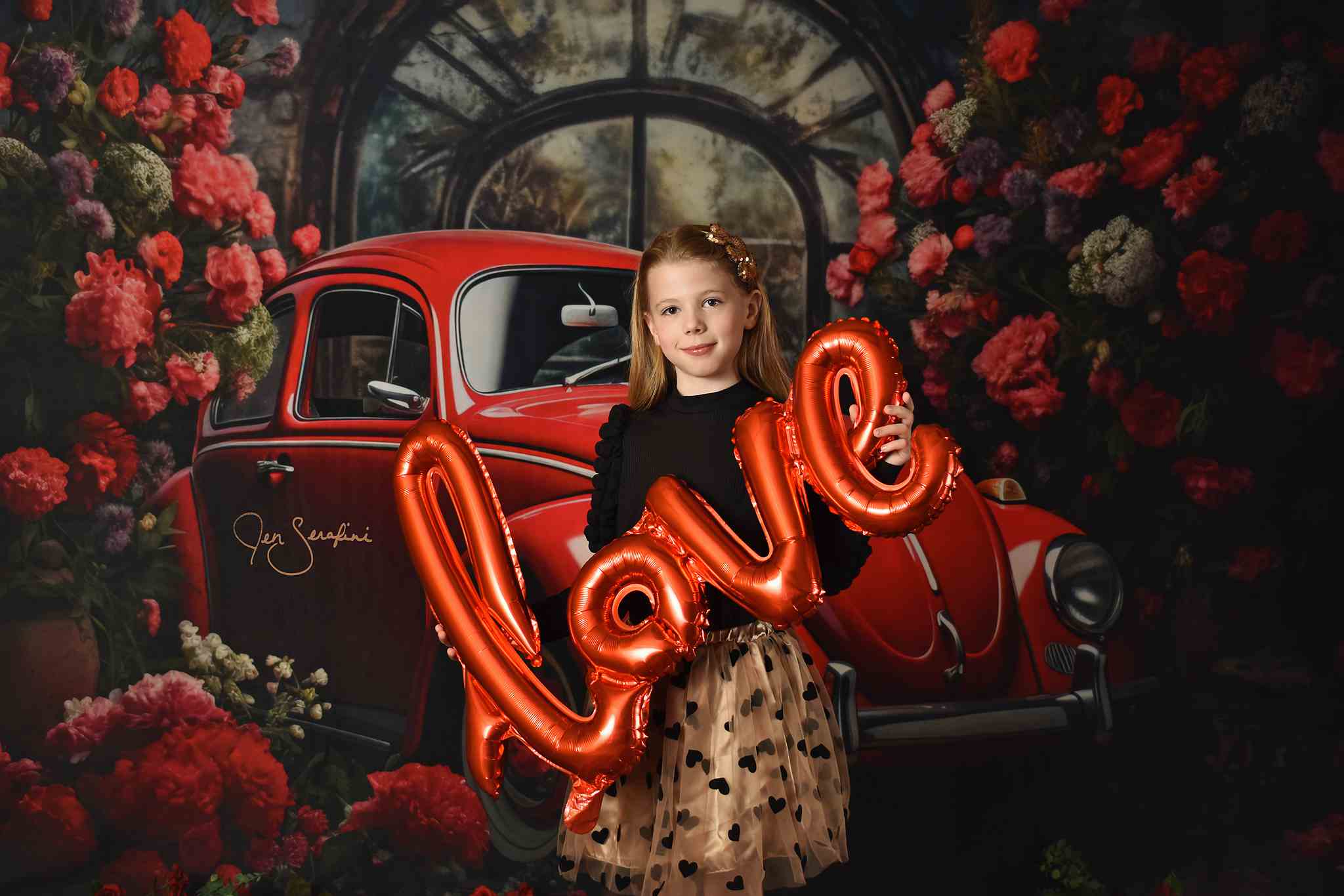 Kate Valentine's Day Red Car Backdrop Designed by Patty Roberts