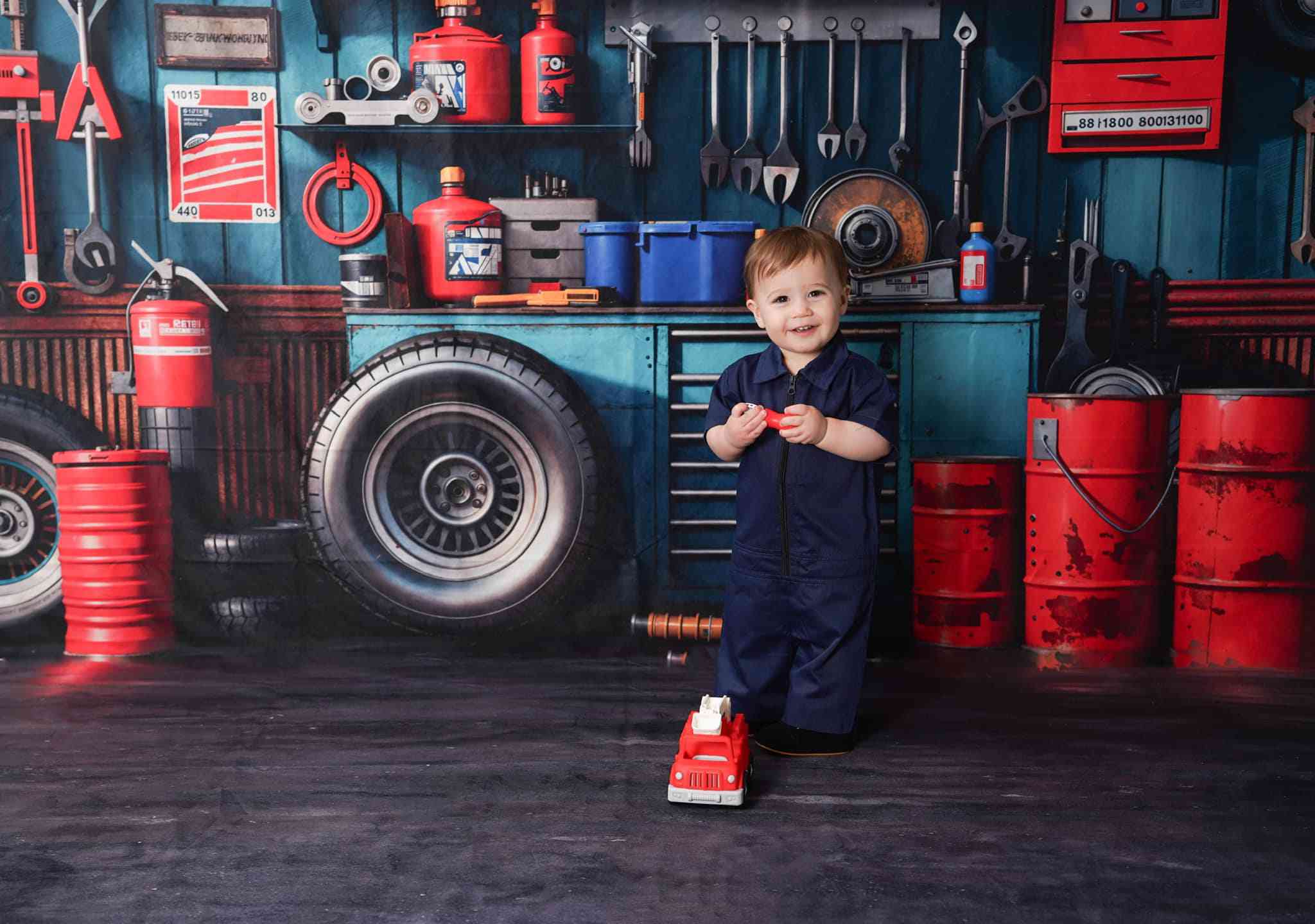 Kate Tool Holder Garage Father's Day Backdrop+Abstract Black Floor Backdrop