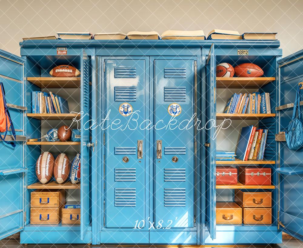 Kate Blue School Locker Books Sports Backdrop Designed by Emetselch - Kate Backdrop AU