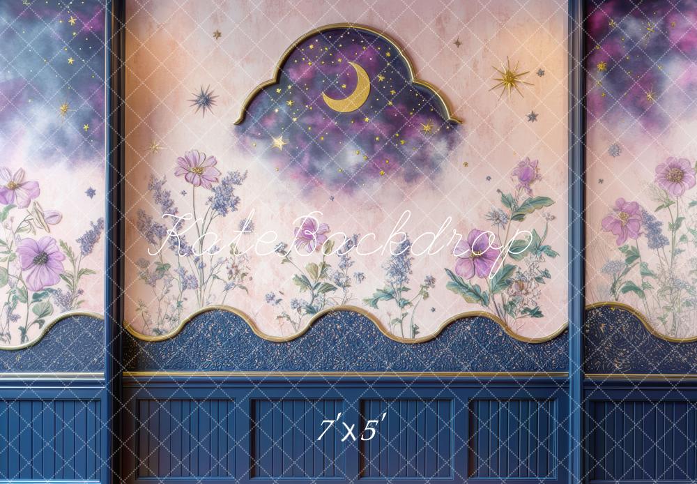Kate Moon Stars Purple Flowers Backdrop Designed by Mini MakeBelieve - Kate Backdrop AU