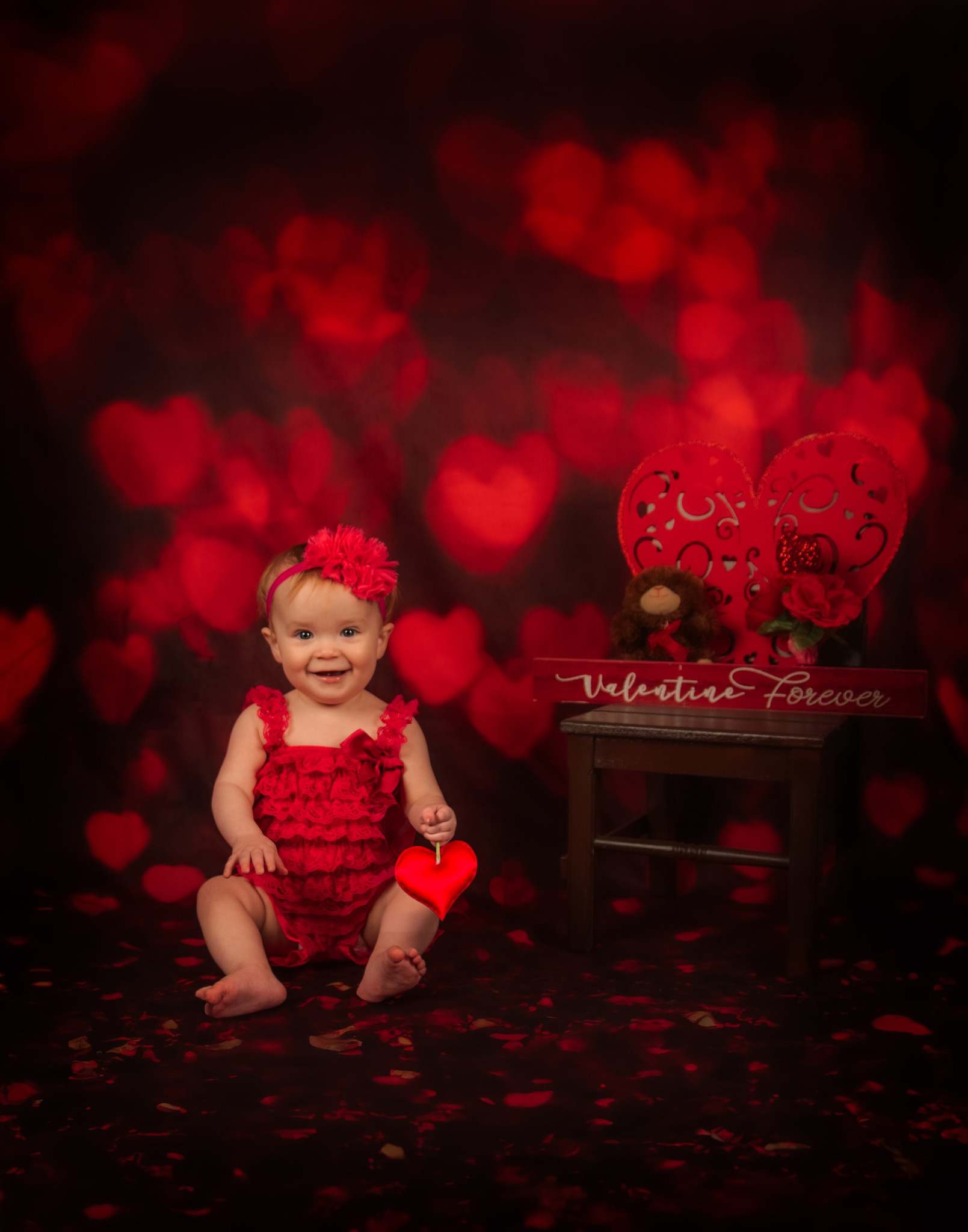 Kate Valentine's Day Backdrop Red Bokeh for Photography