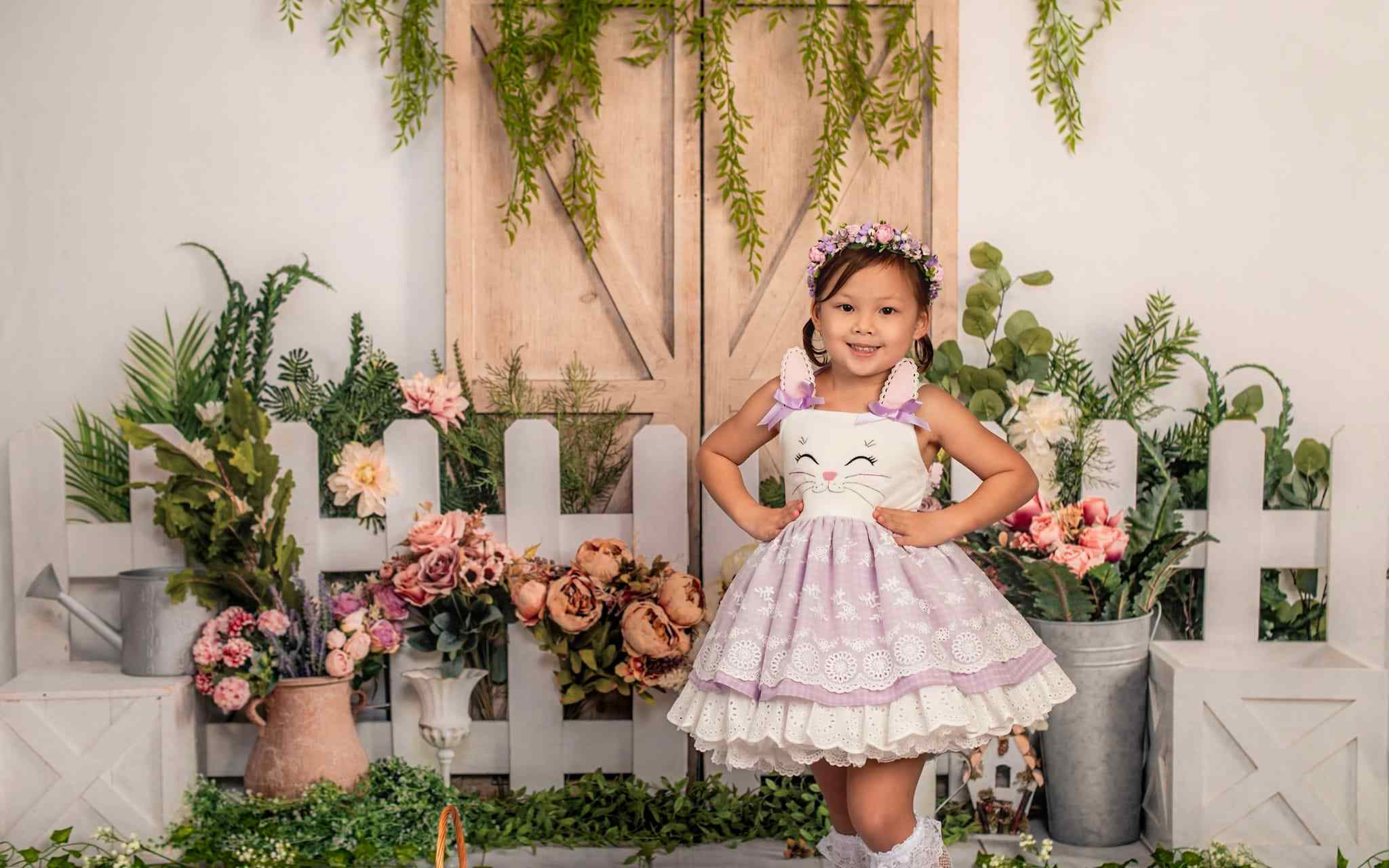Kate Flower Fence Wooden Door Backdrop Designed by Emetselch - Kate Backdrop AU