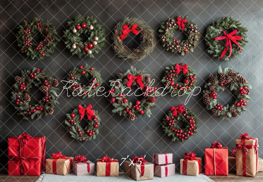 Kate Christmas Wreaths Presents Backdrop Designed by Patty Roberts - Kate Backdrop AU