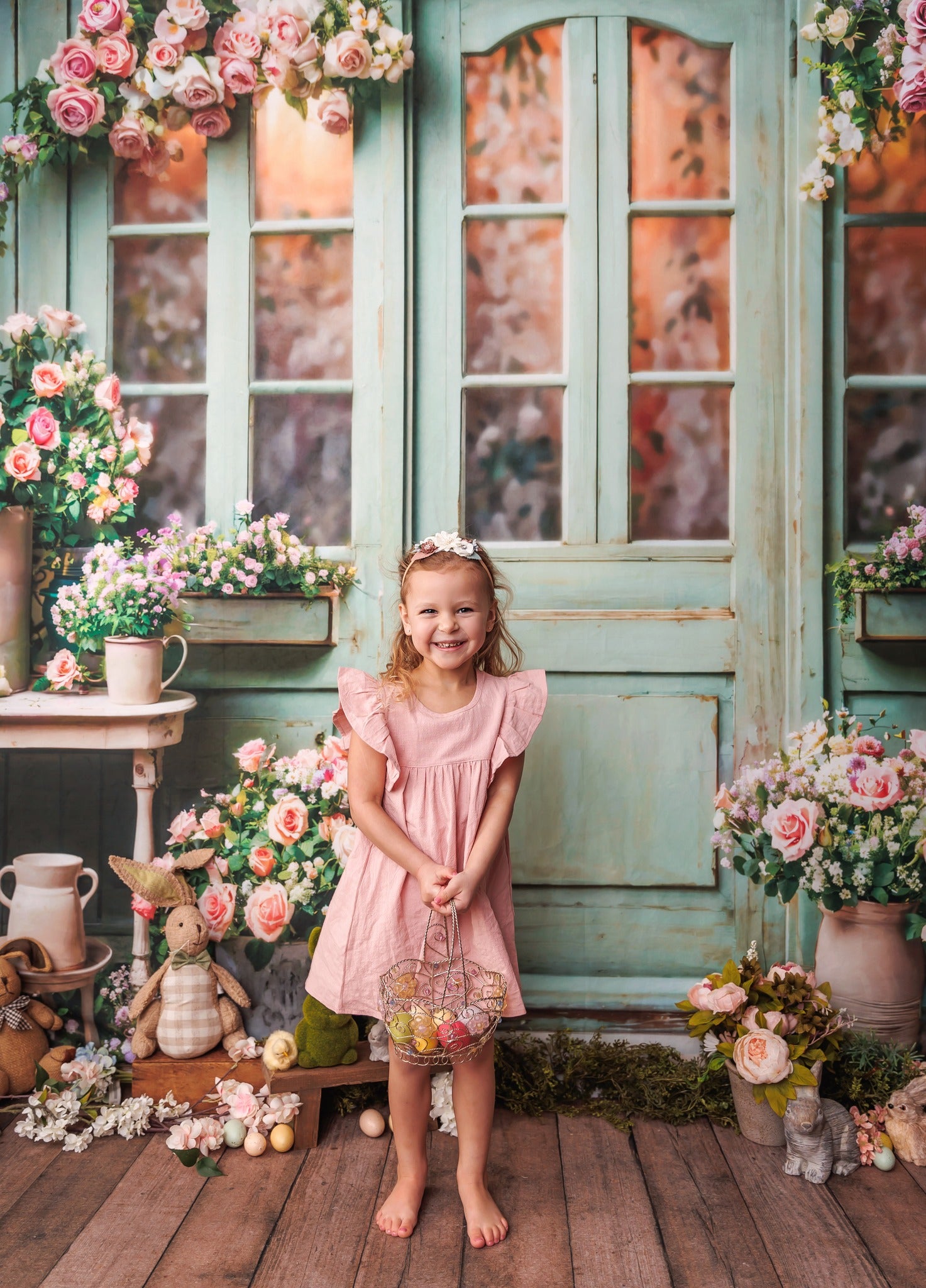 Kate Green Door Spring Flowers Backdrop Designed by Emetselch