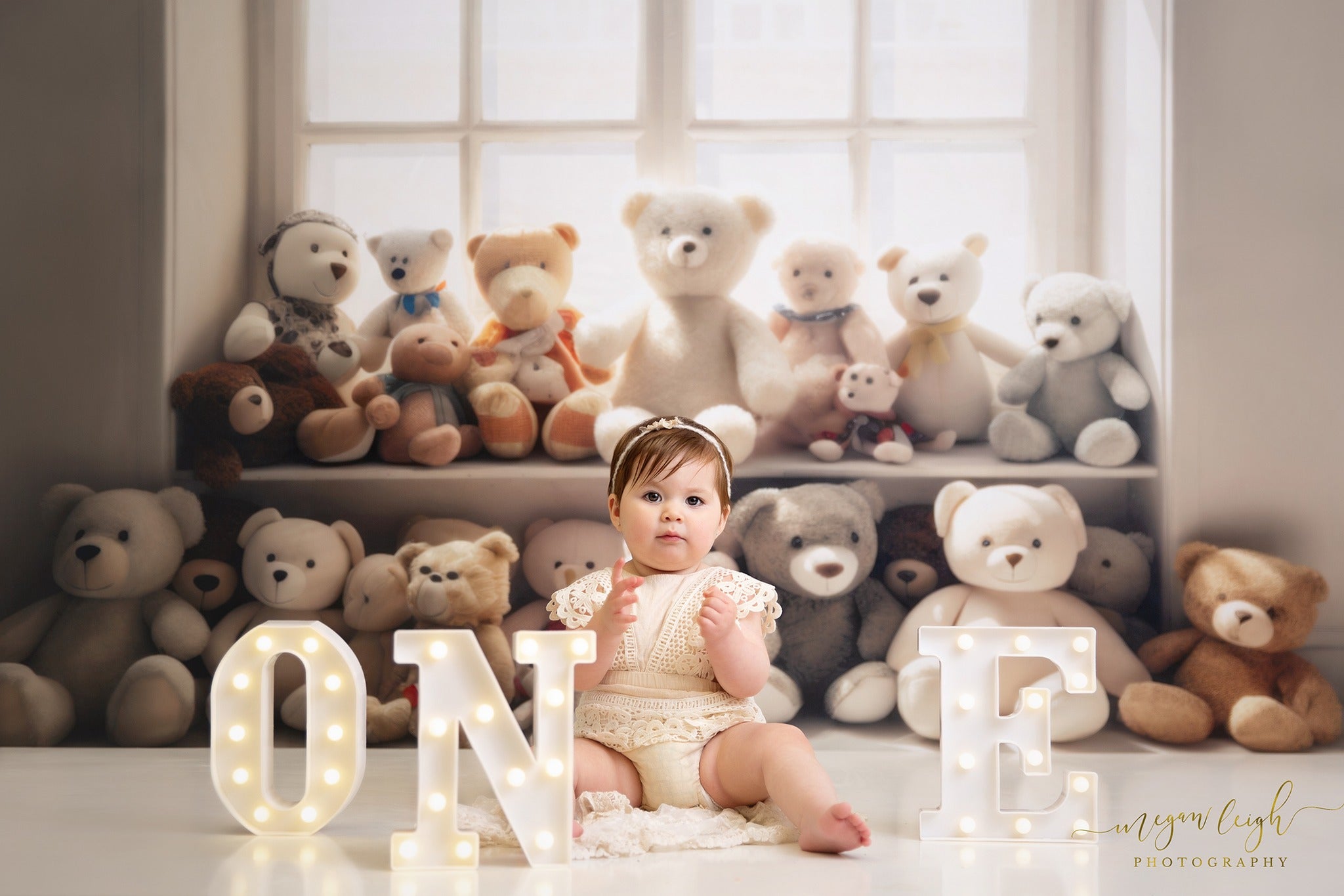 Kate Cream Bear Window Backdrop Designed by Megan Leigh Photography