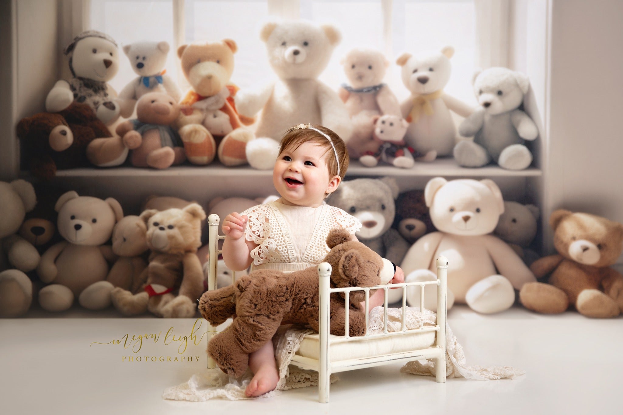 Kate Cream Bear Window Backdrop Designed by Megan Leigh Photography - Kate Backdrop AU