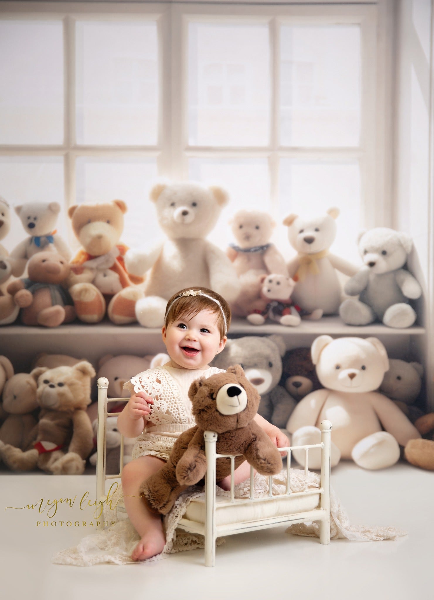 Kate Cream Bear Window Backdrop Designed by Megan Leigh Photography