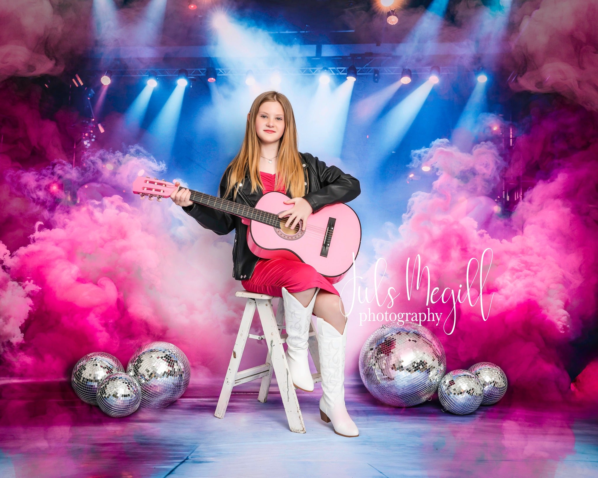 Kate Pink Atmosphere Smoke Light Backdrop+Stage Floor Backdrop