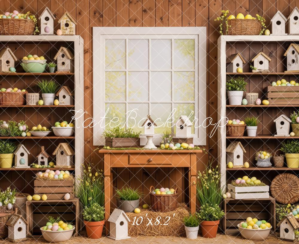 Kate Easter Eggs Birdhouses Fleece Backdrop Designed by Patty Roberts