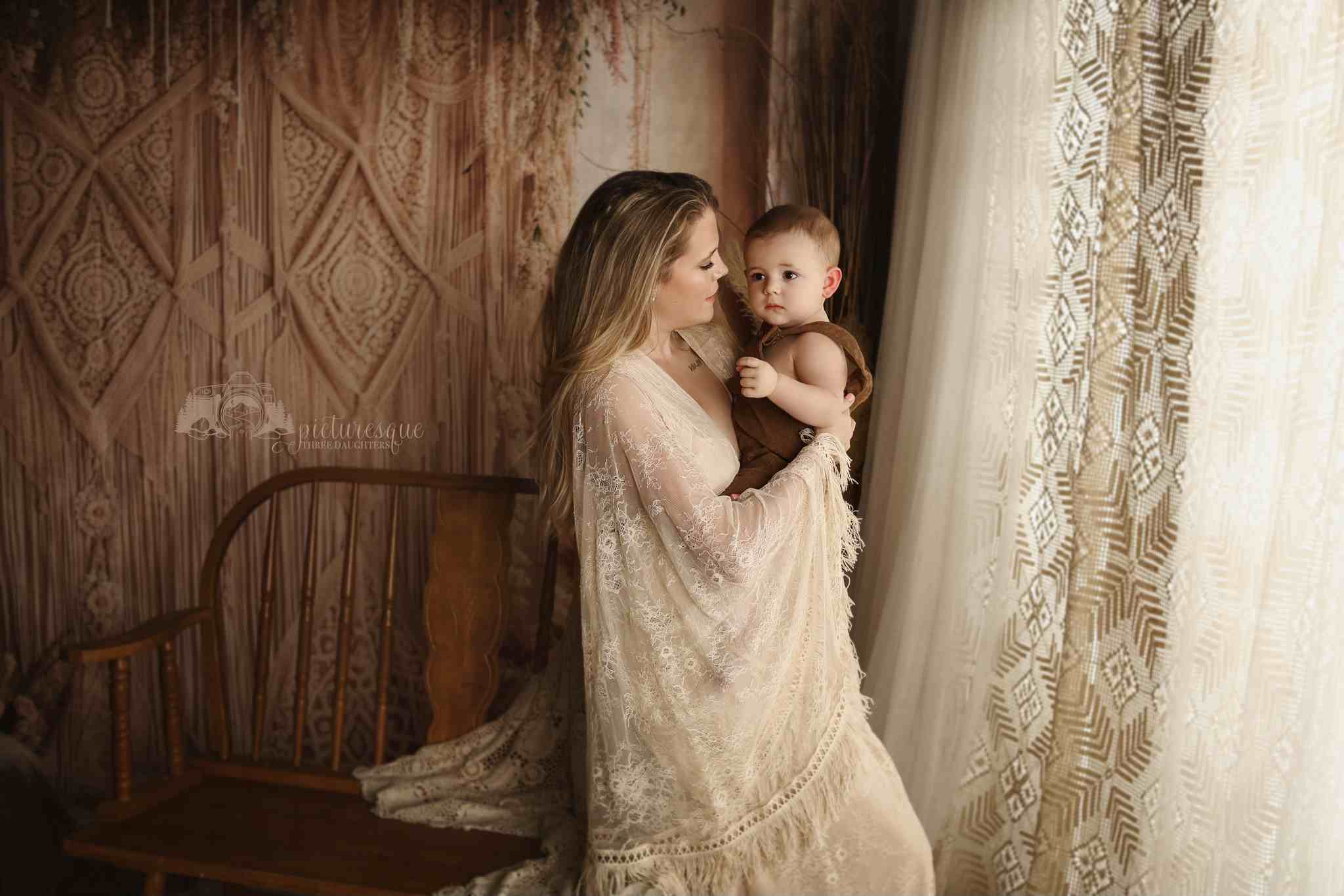 Kate Boho Flower Curtains Backdrop Designed by Laura Bybee - Kate Backdrop AU