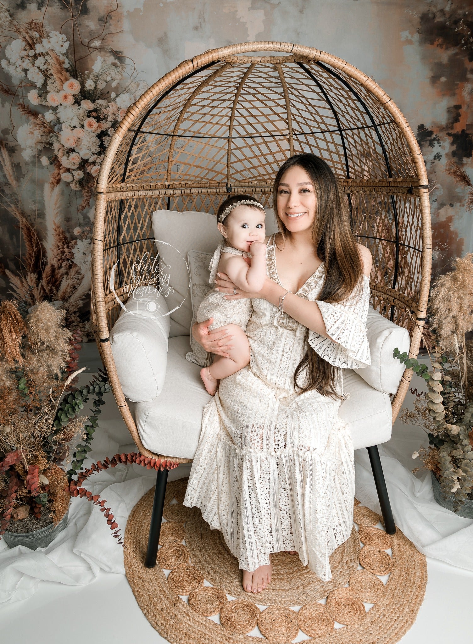 Kate Mother's Day Backdrop Dried Flowers Maternity Photography