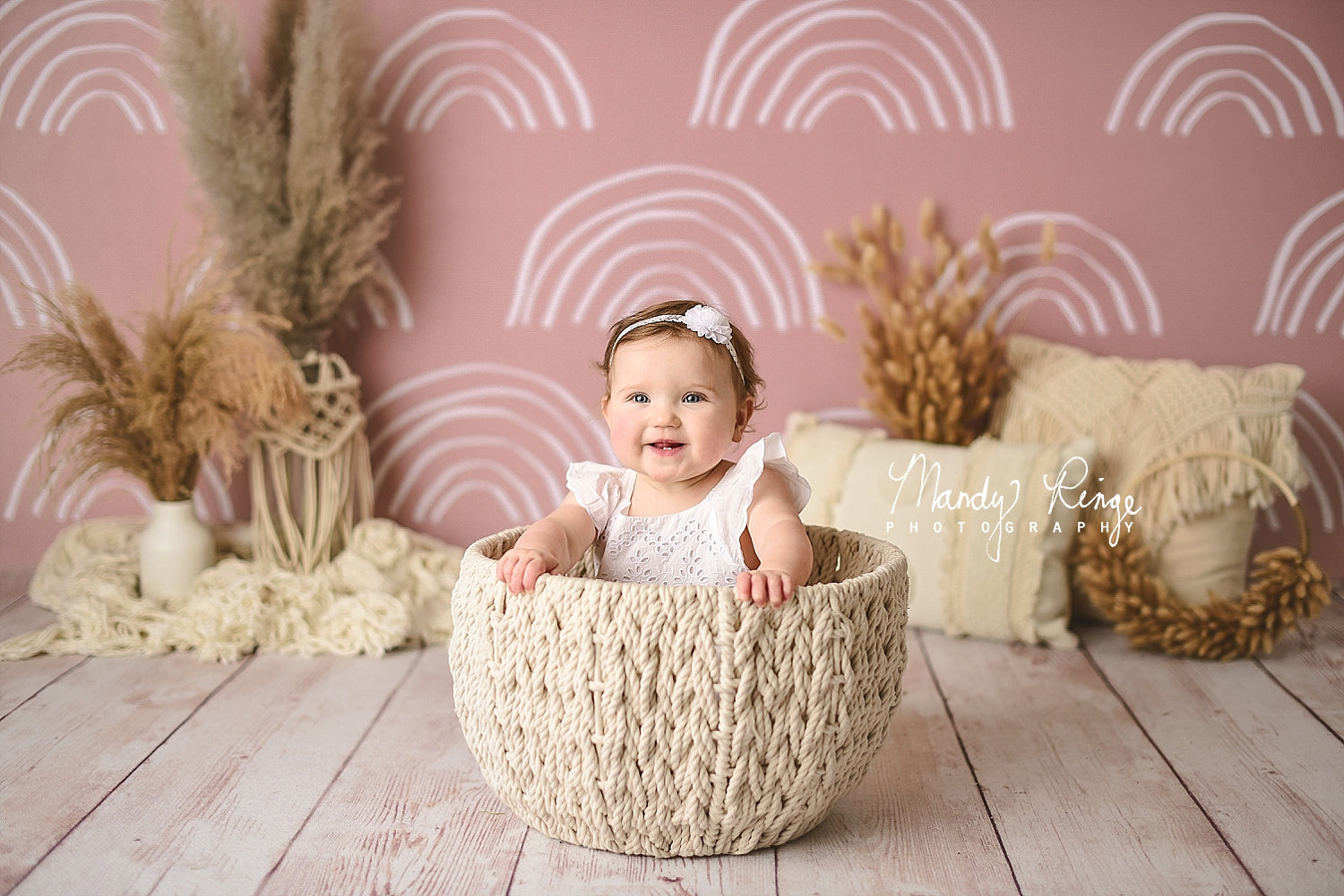 Kate Neutral Boho Rainbow Backdrop Designed by Mandy Ringe Photography