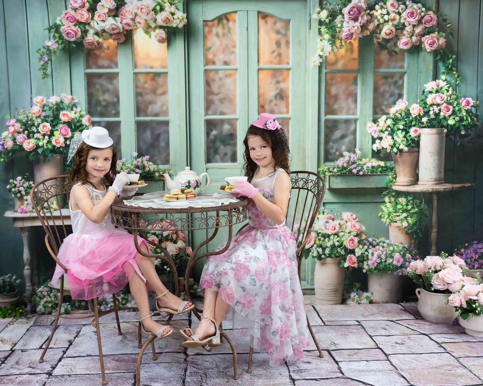Kate Green Door Spring Flowers Backdrop Designed by Emetselch - Kate Backdrop AU